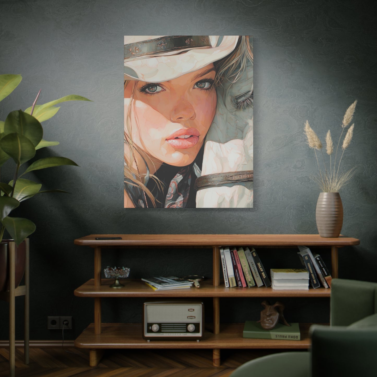 Gallery Wrapped Canvas, Wranglers and Wreckage Art Canvas, Erotic Pinup Art Canvas – Jolene