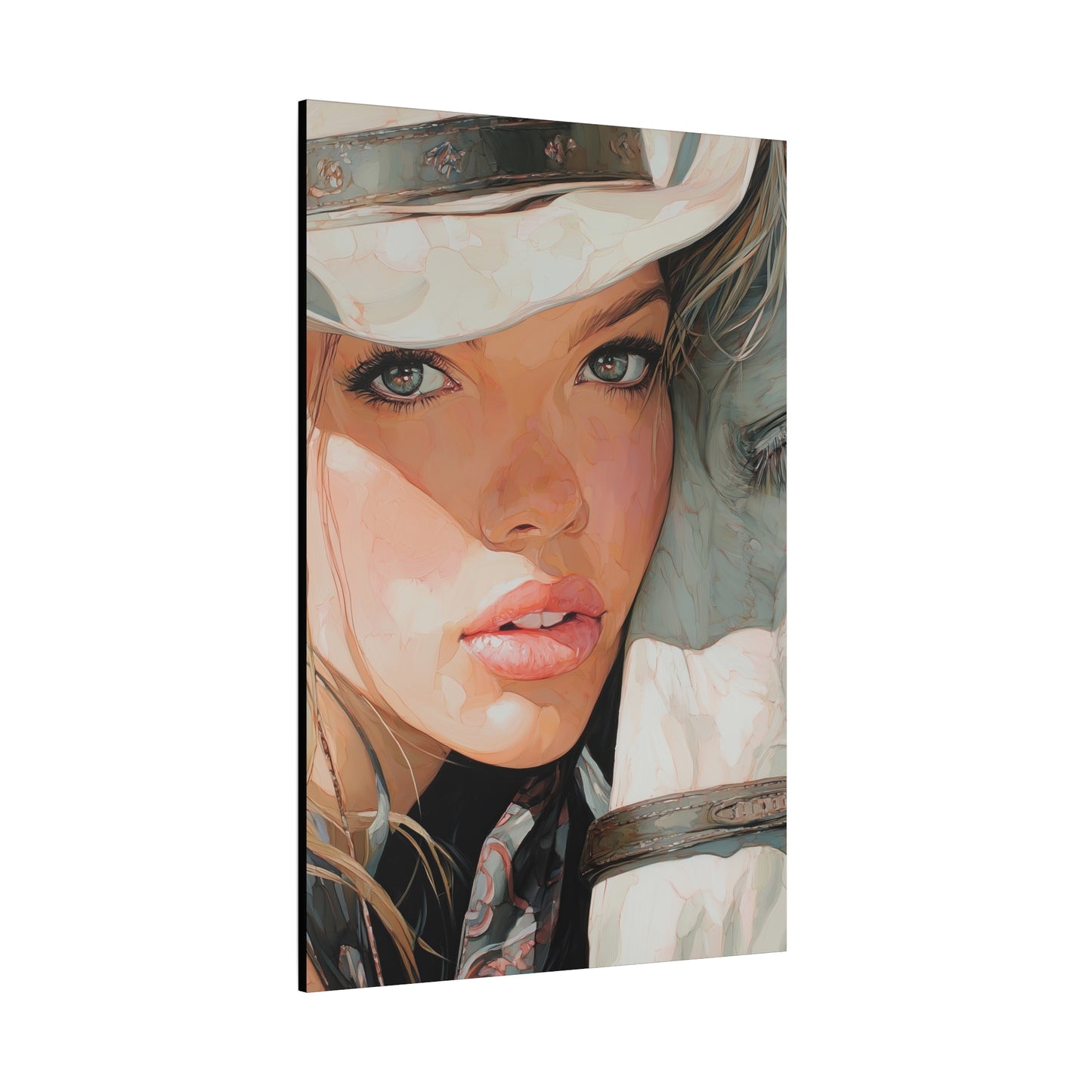 Gallery Wrapped Canvas, Wranglers and Wreckage Art Canvas, Erotic Pinup Art Canvas – Jolene