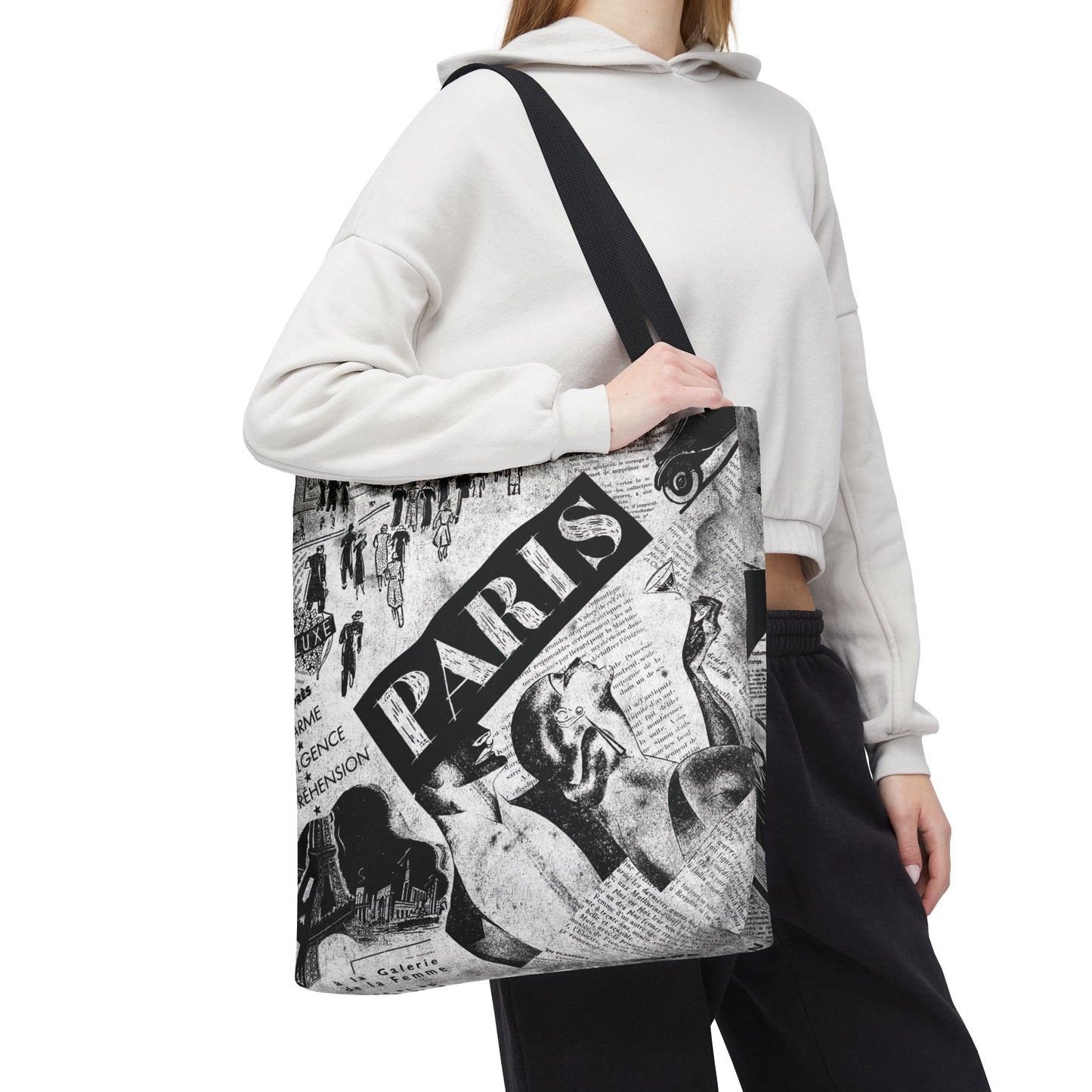 Vintage News From Paris Tote Bag, Utility Tote - Fashion Tote - Paris Fashion Bag