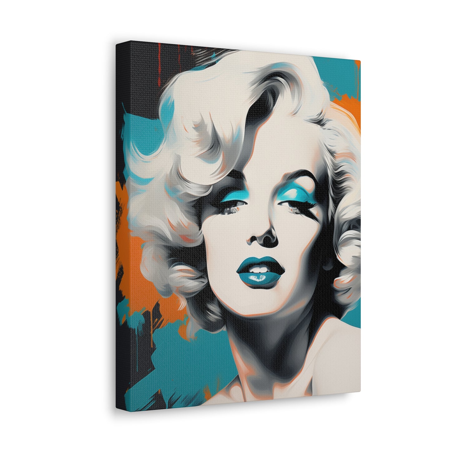 Canvas Wall Art, Gallery Wrapped Pop Art, Celebrity Wall Art – Marilyn Monroe - Orange and Teal