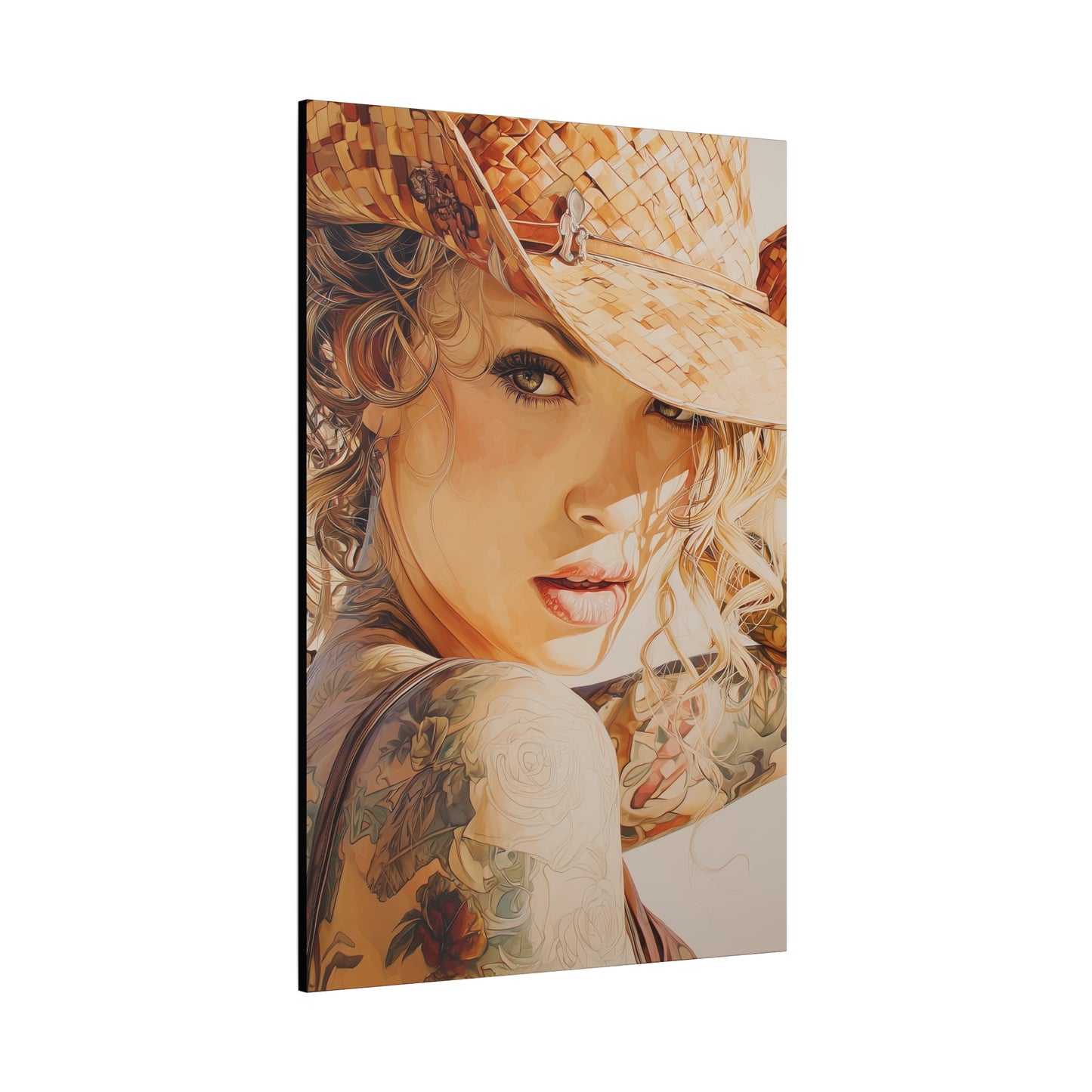 Gallery Wrapped Canvas, Wranglers and Wreckage Art Canvas, Erotic Pinup Art Canvas – Sadie