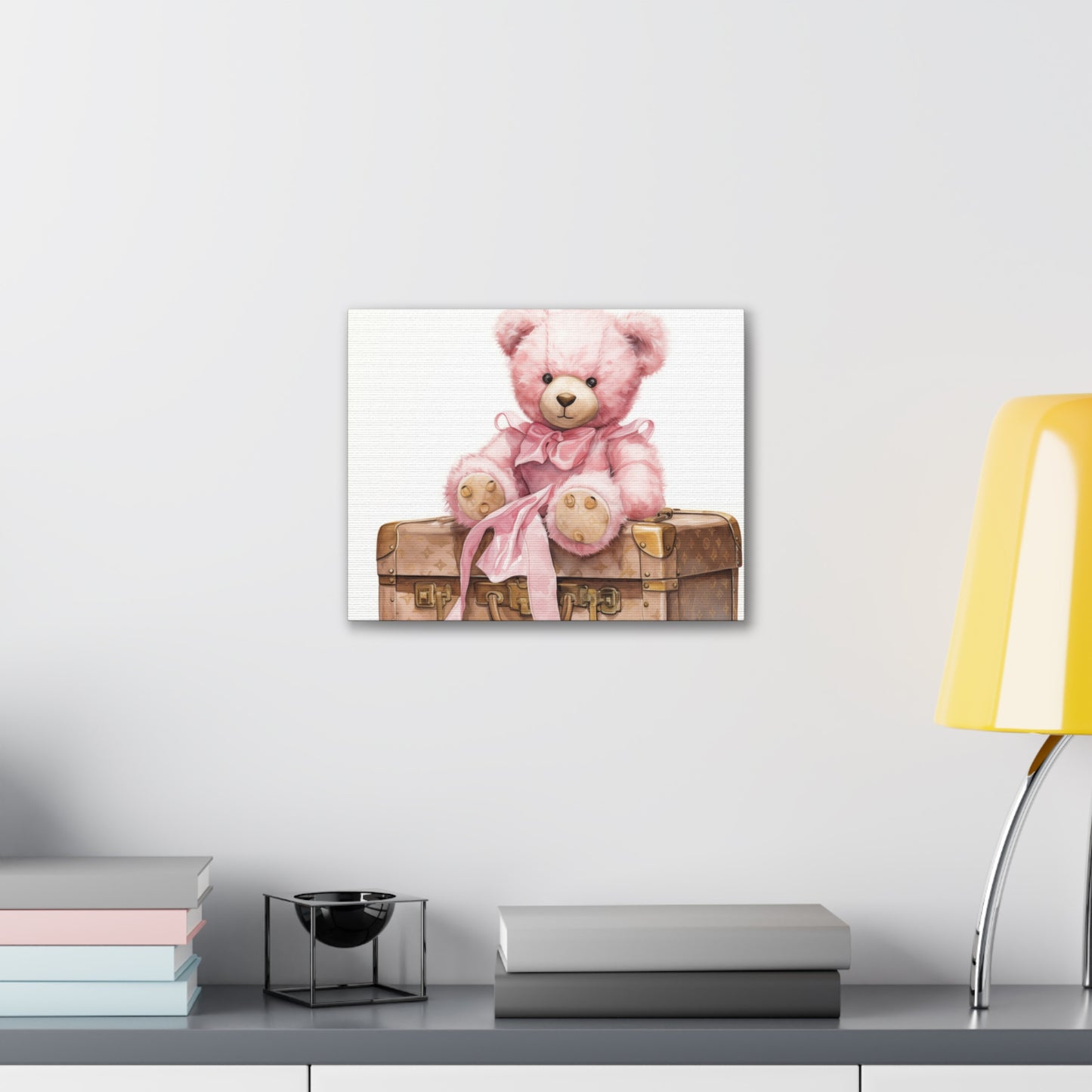 Canvas Gallery Wrap - LV Bear Wall Art - Gold Buttons
