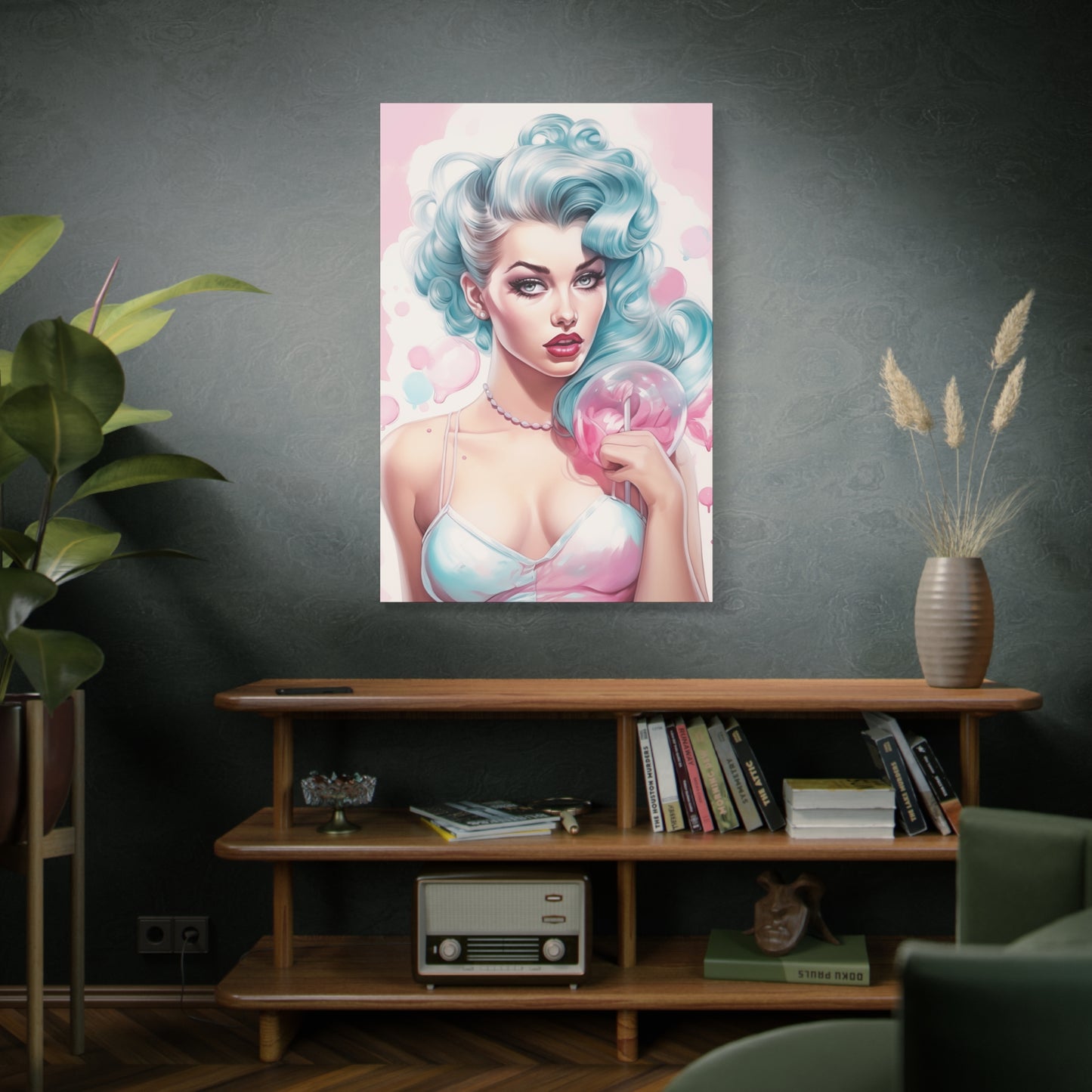 Canvas Gallery Wrapped High-Fashion Wall Art, Stylish Decor, Retro Femme Doll Pop Art – Tessa