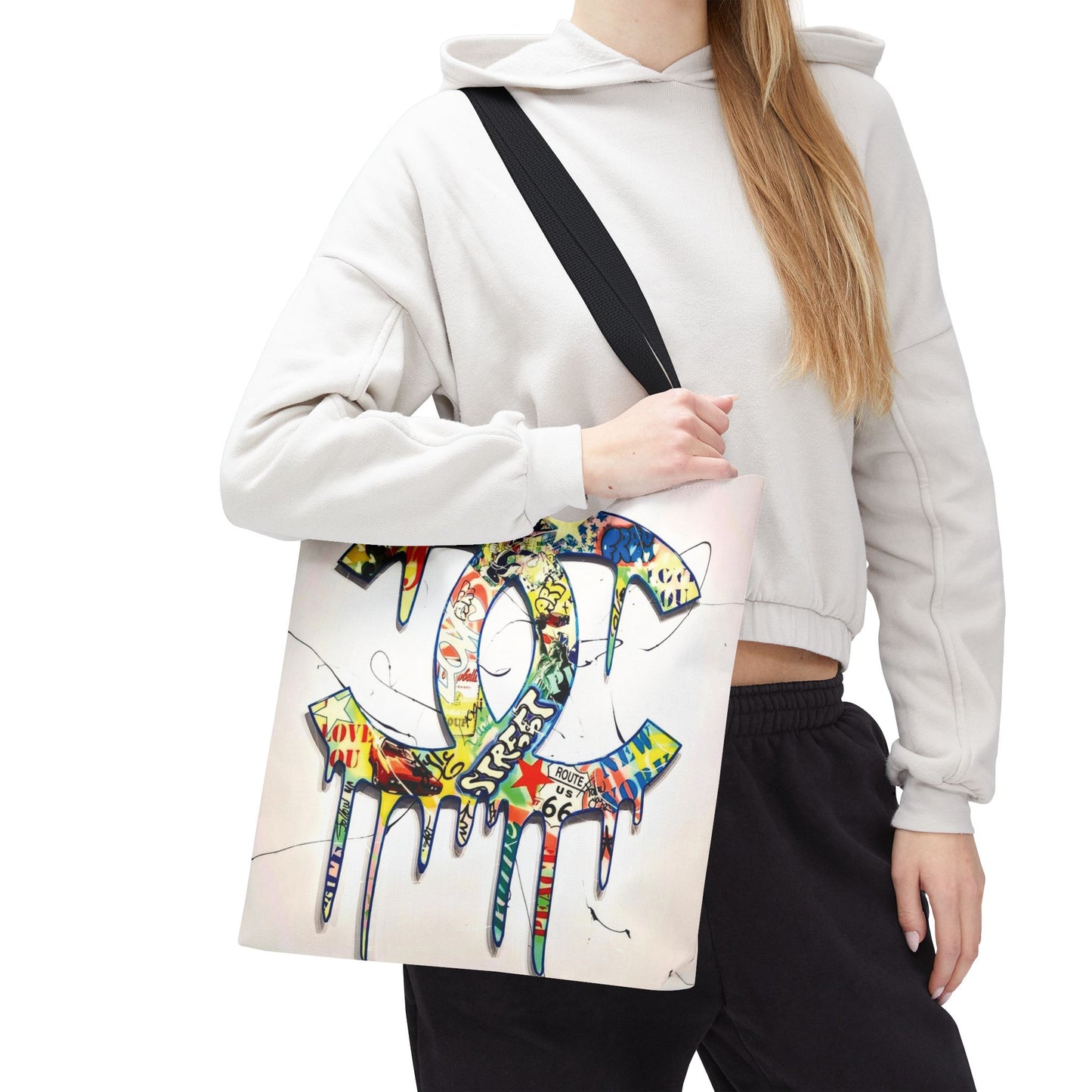 Designer Inspired Tote Bag, Utility Tote - Logo Graffiti Art Tote