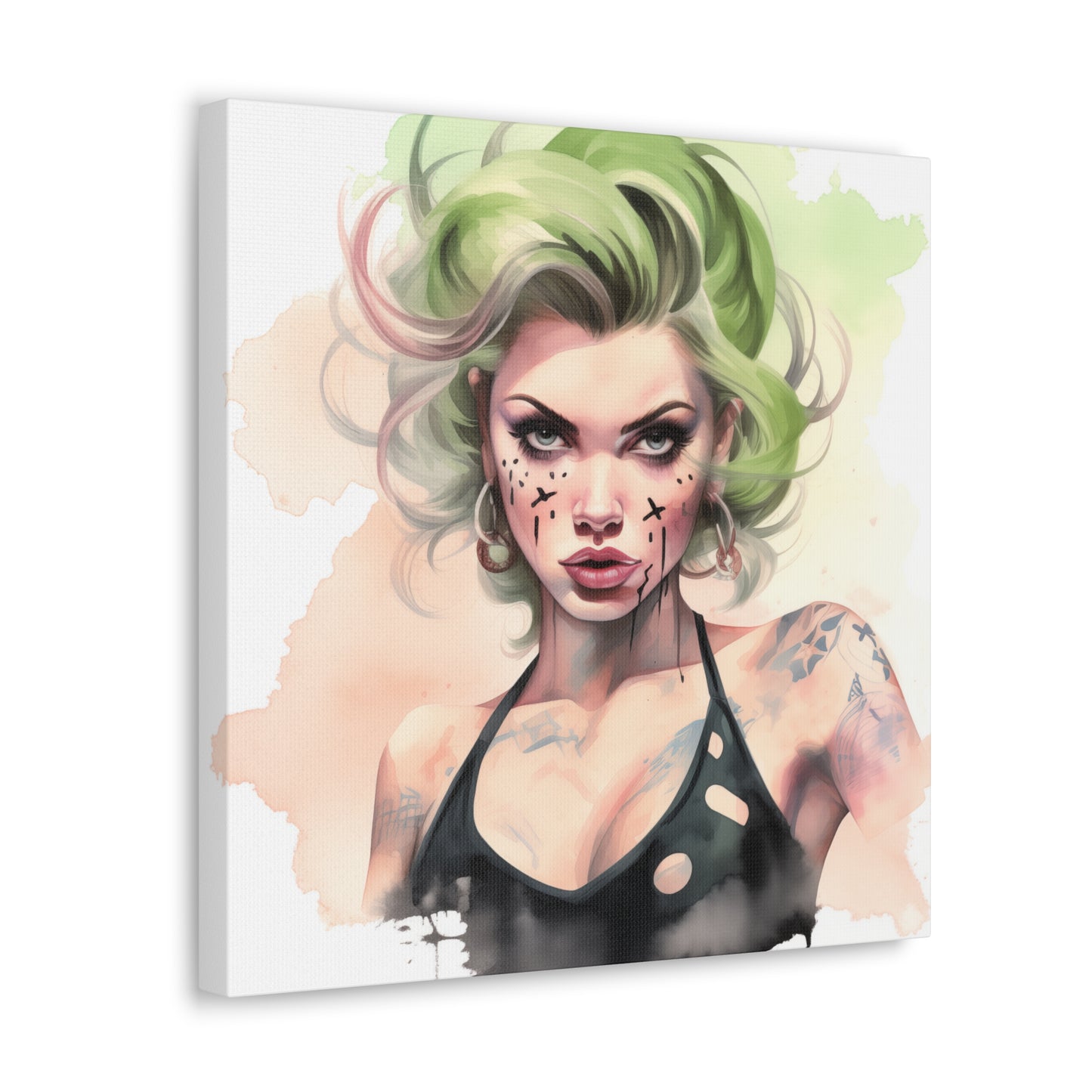 Gallery Wrapped Canvas, Edgy Tattooed Beauty, Urban Pop Art Canvas – Ivy