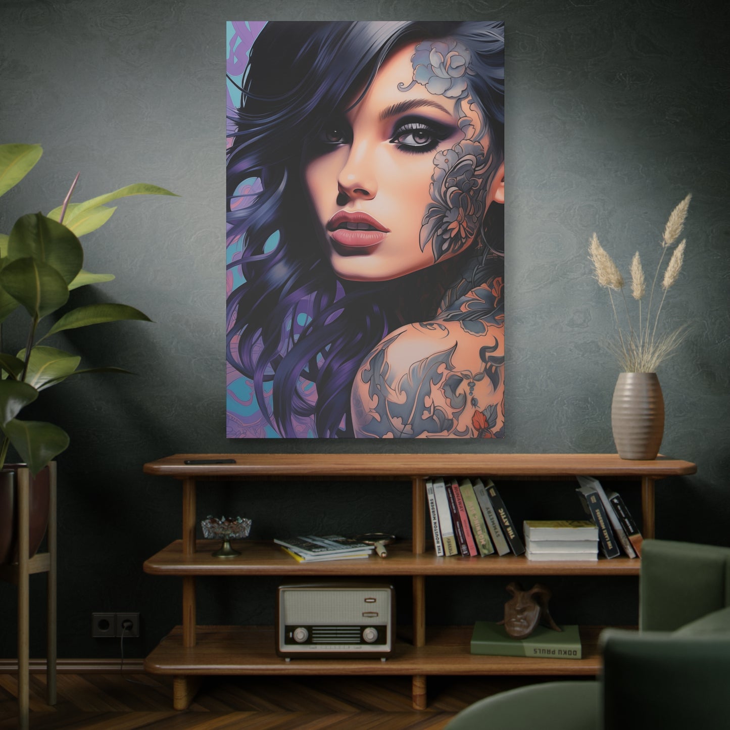 Gallery Wrapped Canvas, Edgy Tattooed Beauty, Urban Pop Art Canvas – Dominique