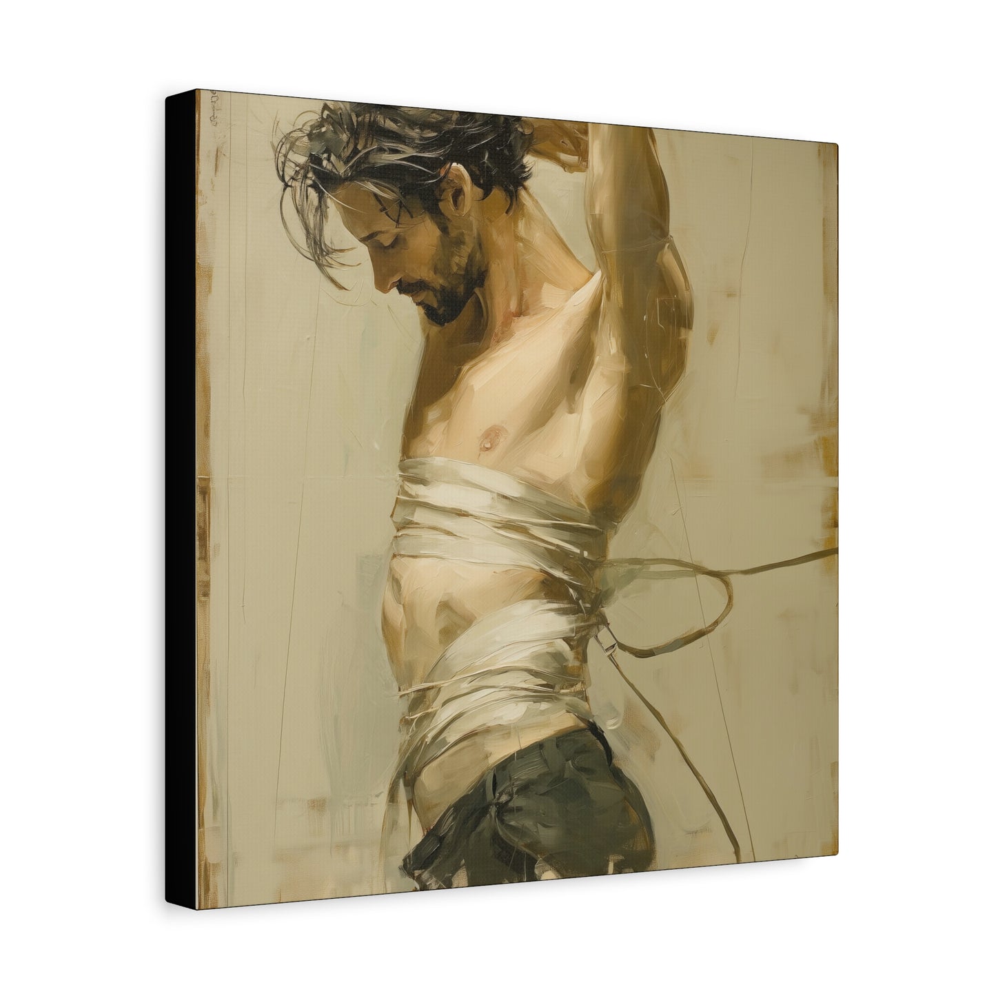 Gallery Wrapped Canvas, Ropes and Reverence Art Canvas, Erotic Shibari Art Canvas – Dante
