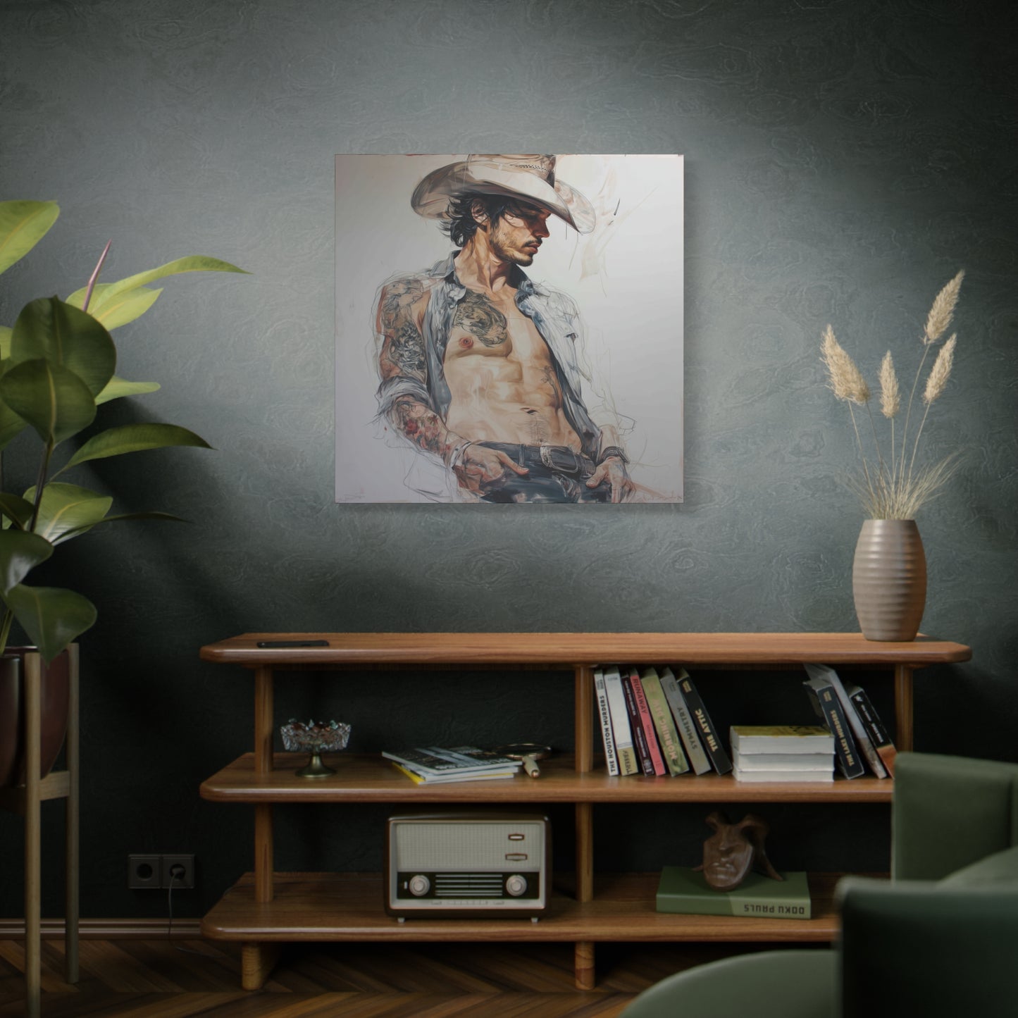 Gallery Wrapped Canvas, Wranglers and Wreckage Art Canvas, Erotic Pinup Art Canvas – Sawyer