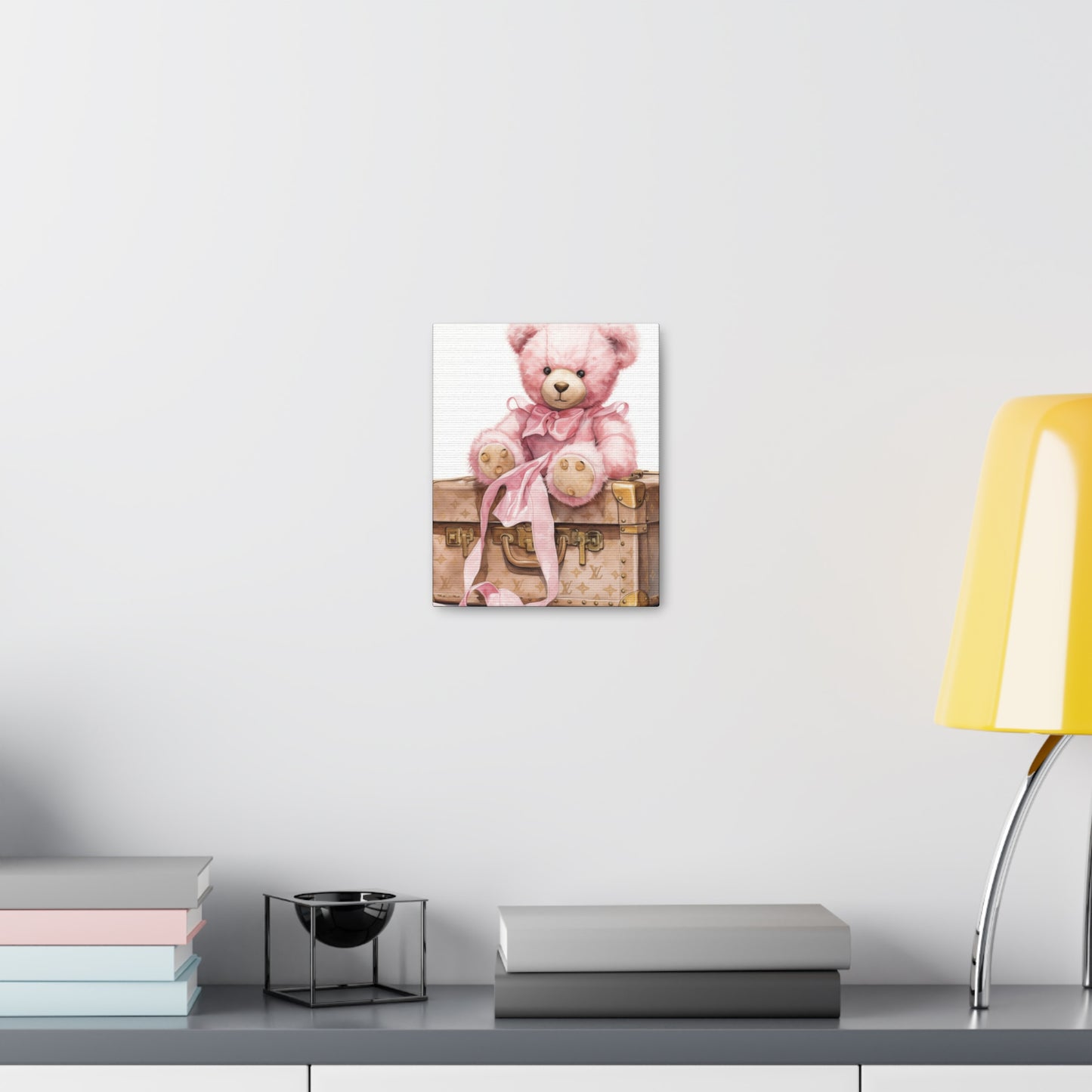 Canvas Gallery Wrap - LV Bear Wall Art - Gold Buttons