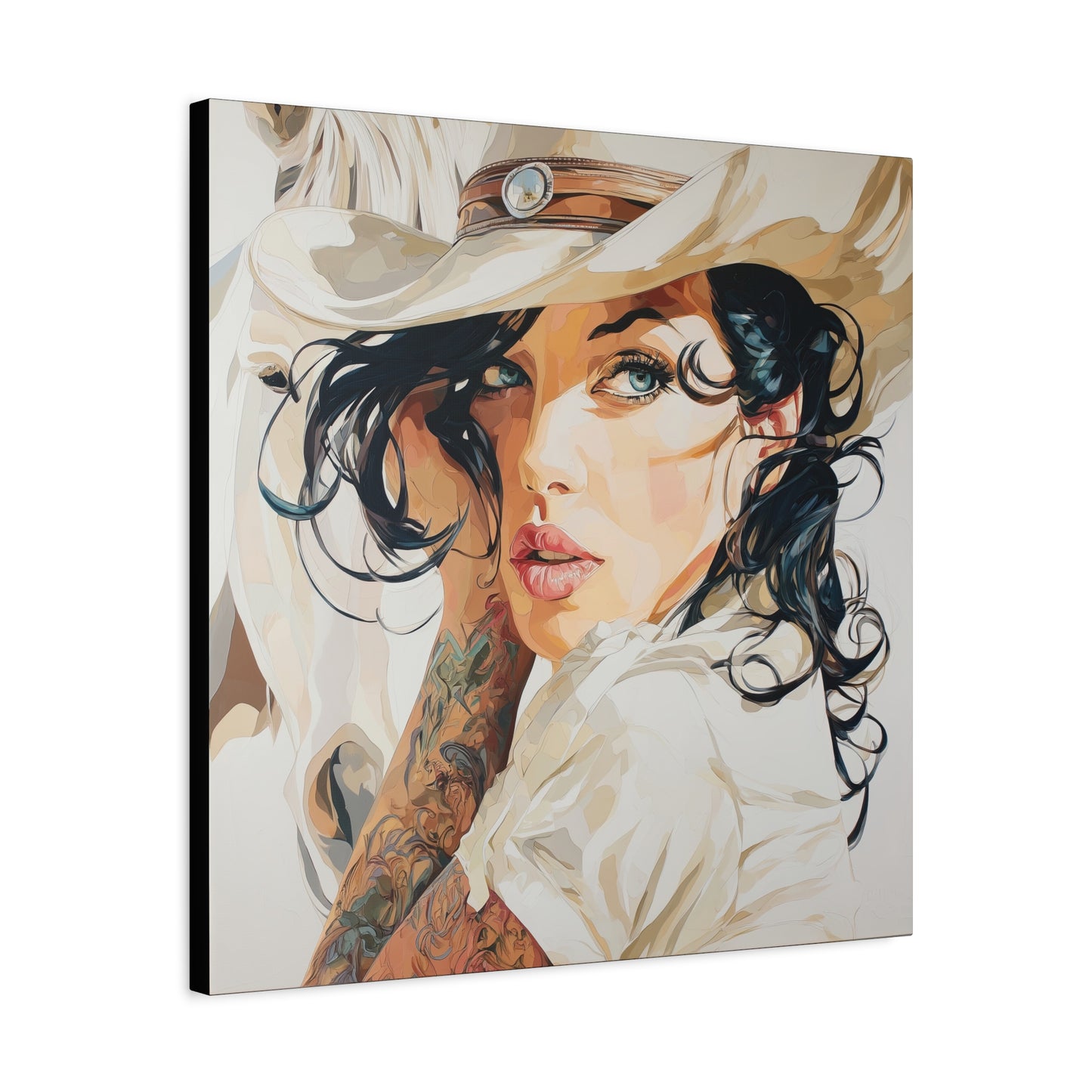 Gallery Wrapped Canvas, Wranglers and Wreckage Art Canvas, Erotic Pinup Art Canvas – Lacey