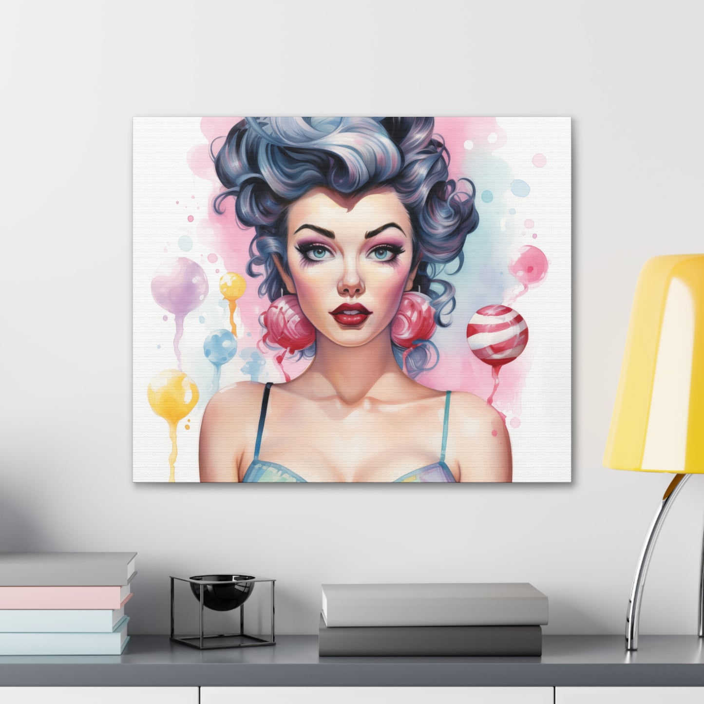 Canvas Gallery Wrapped High-Fashion Wall Art, Stylish Decor, Retro Femme Doll Pop Art – Poppy