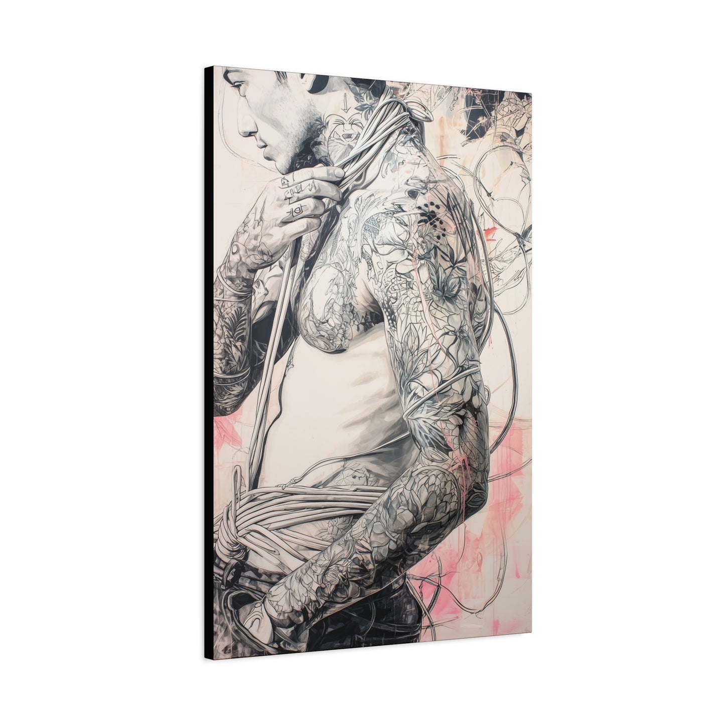 Gallery Wrapped Canvas, Ropes and Reverence Art Canvas, Erotic Shibari Art Canvas – Asher