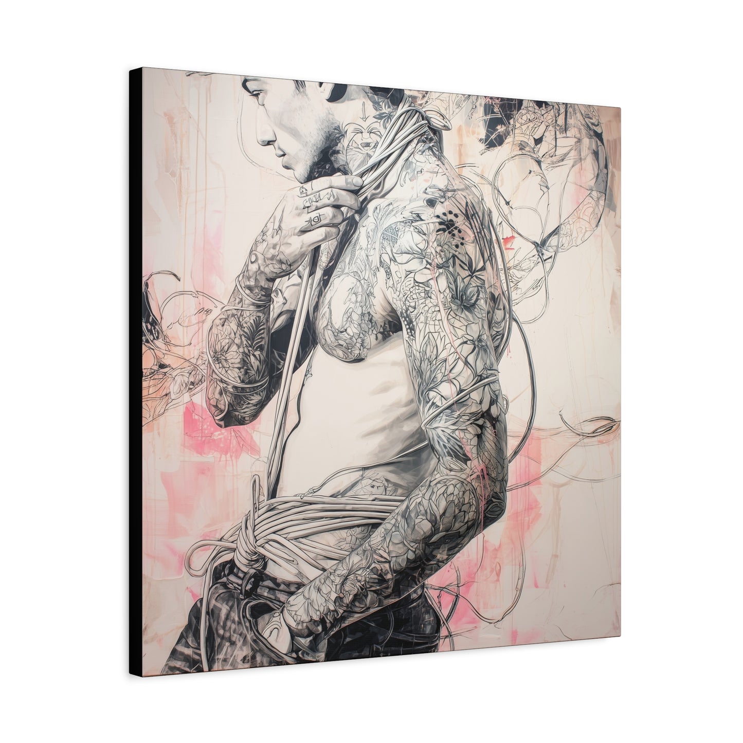 Gallery Wrapped Canvas, Ropes and Reverence Art Canvas, Erotic Shibari Art Canvas – Asher