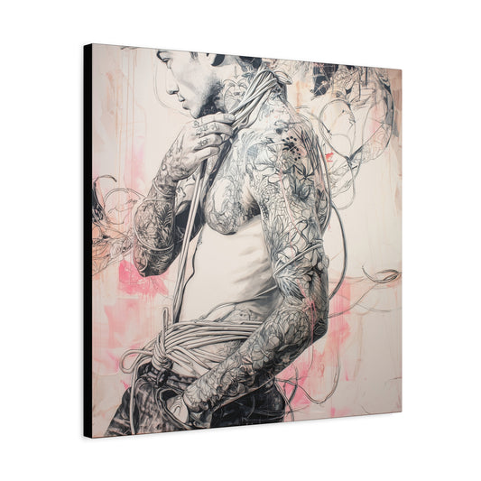 Gallery Wrapped Canvas, Ropes and Reverence Art Canvas, Erotic Shibari Art Canvas – Asher