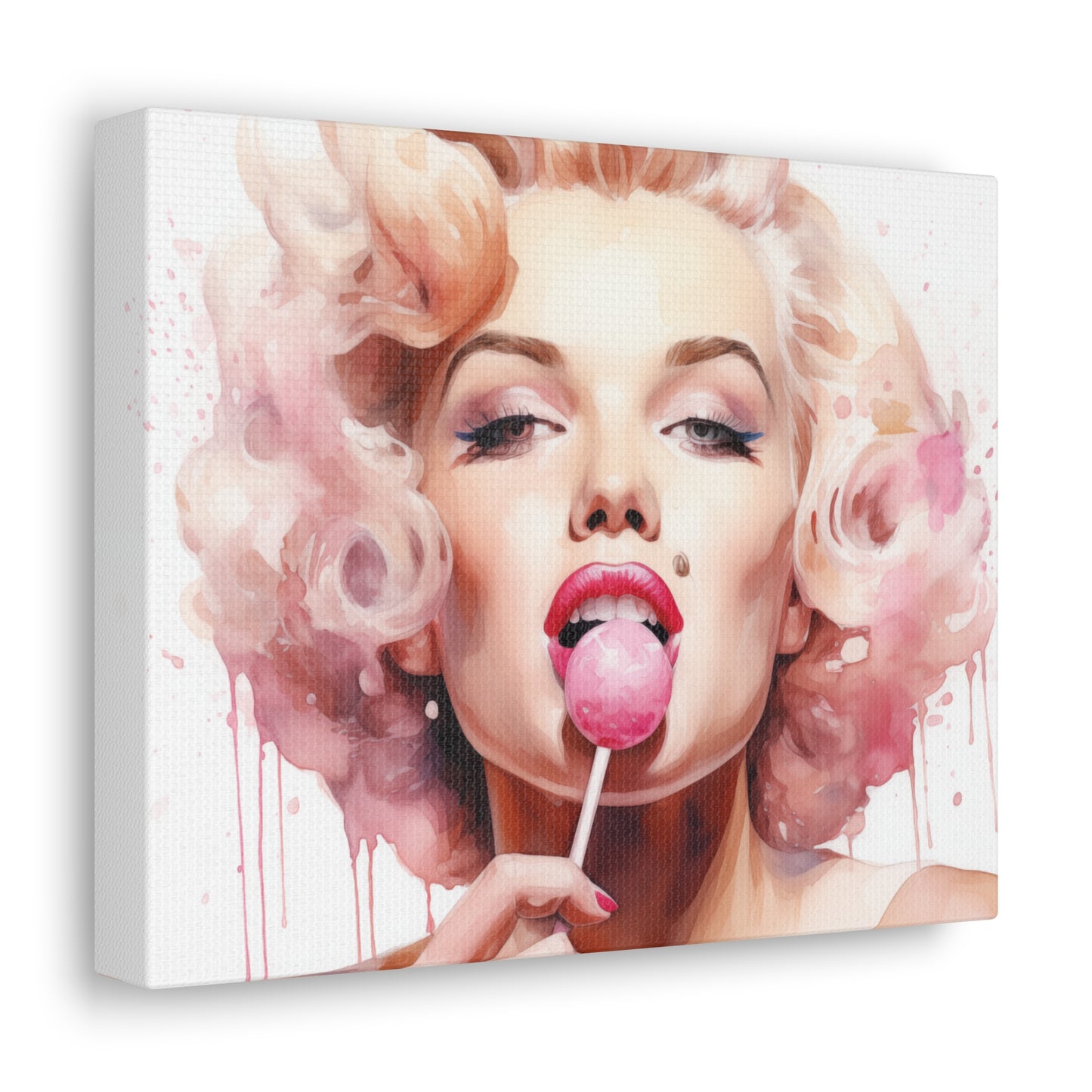 Canvas Wall Art, Gallery Wrapped Pop Art, Celebrity Wall Art – Marilyn Monroe - Lollipop