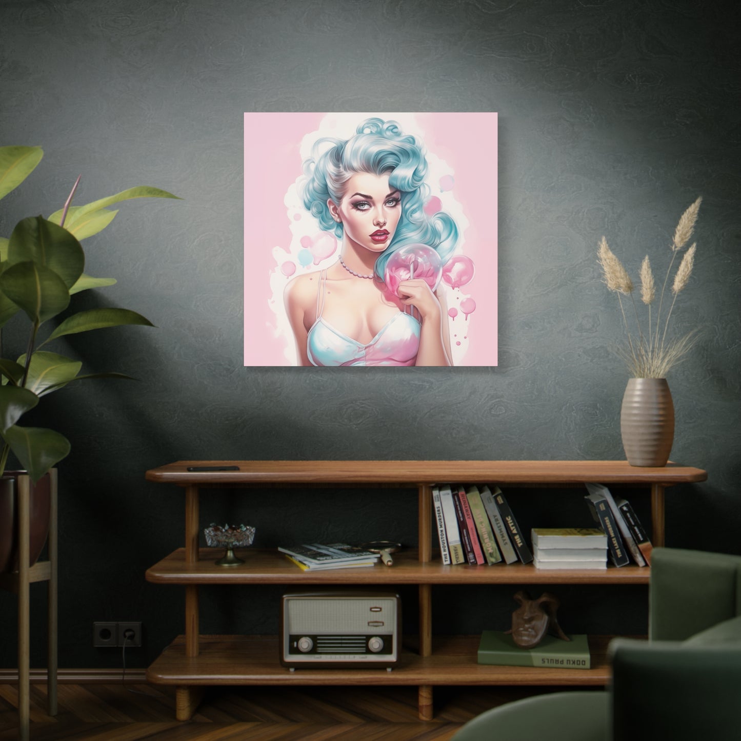 Canvas Gallery Wrapped High-Fashion Wall Art, Stylish Decor, Retro Femme Doll Pop Art – Tessa