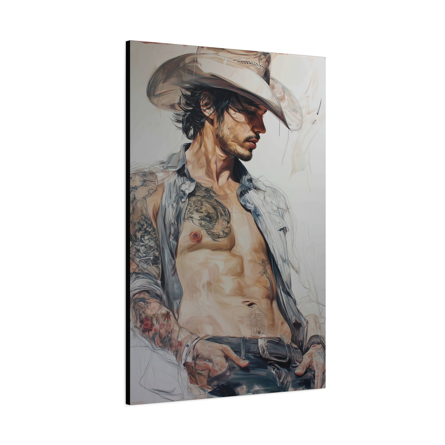 Gallery Wrapped Canvas, Wranglers and Wreckage Art Canvas, Erotic Pinup Art Canvas – Sawyer