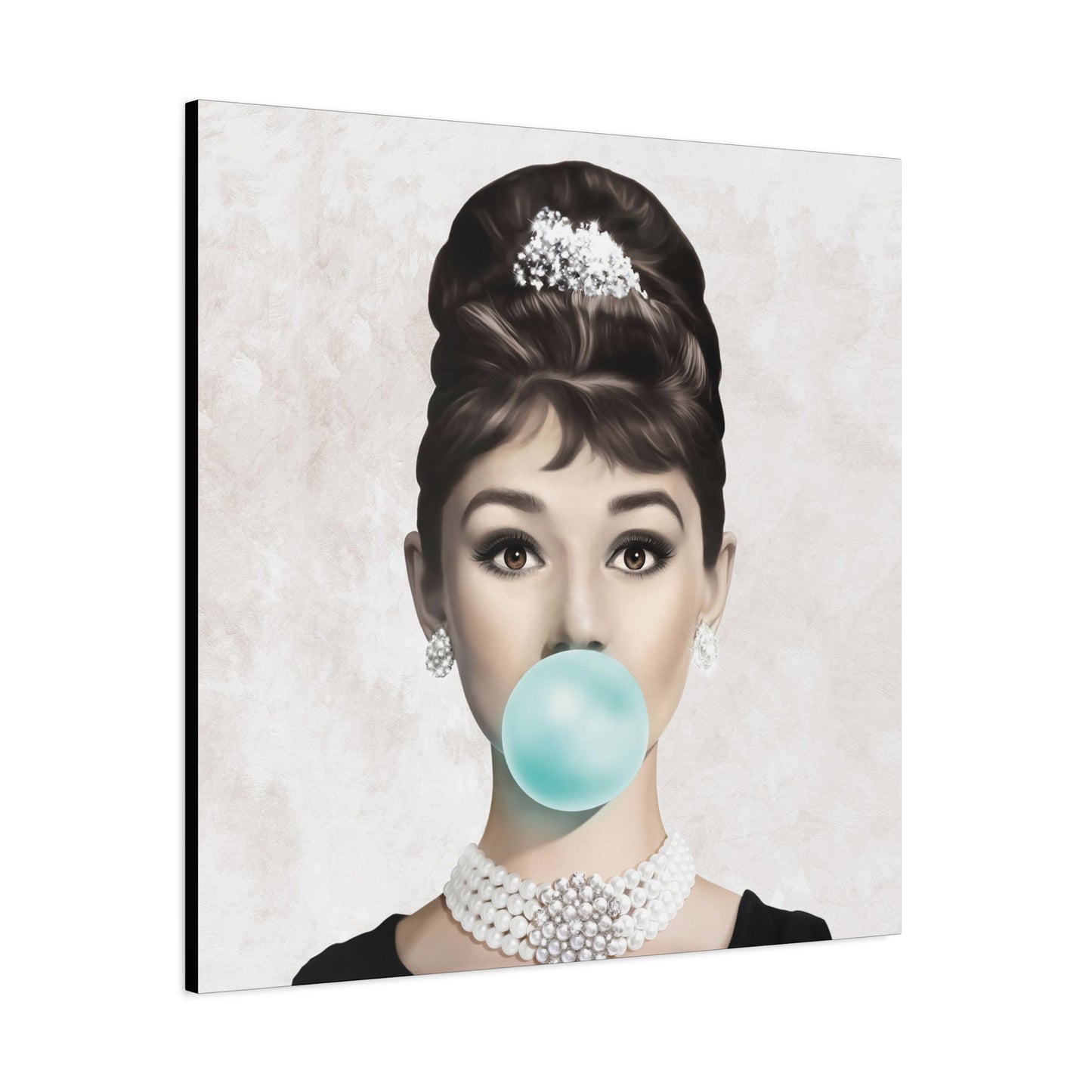 Gallery Wrapped Canvas, Audrey Hepburn Art Canvas, Celebrity Diva Art Canvas – Audrey Hepburn Bubblegum