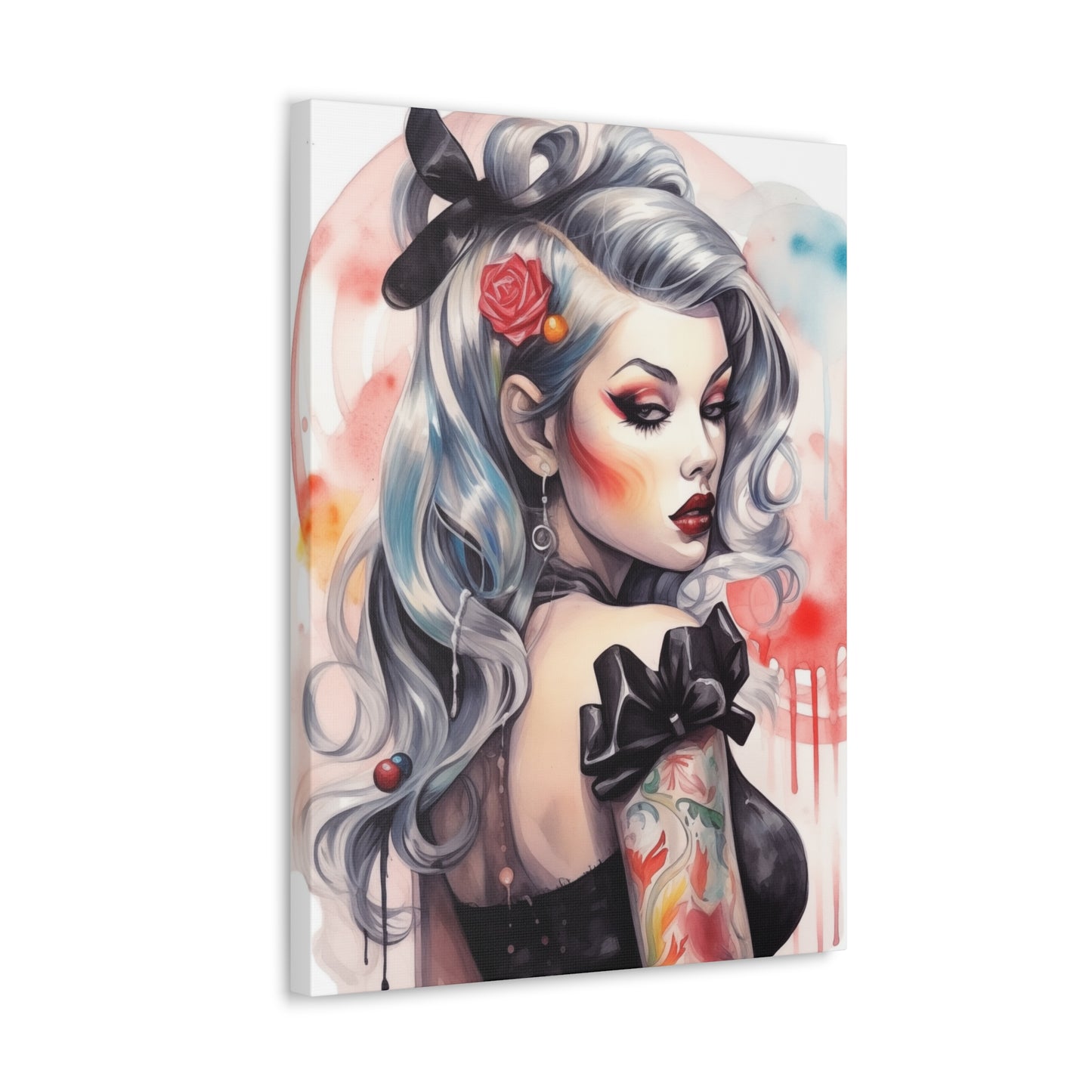 Gallery Wrapped Canvas, Edgy Tattooed Beauty, Urban Pop Art Canvas – Sabella