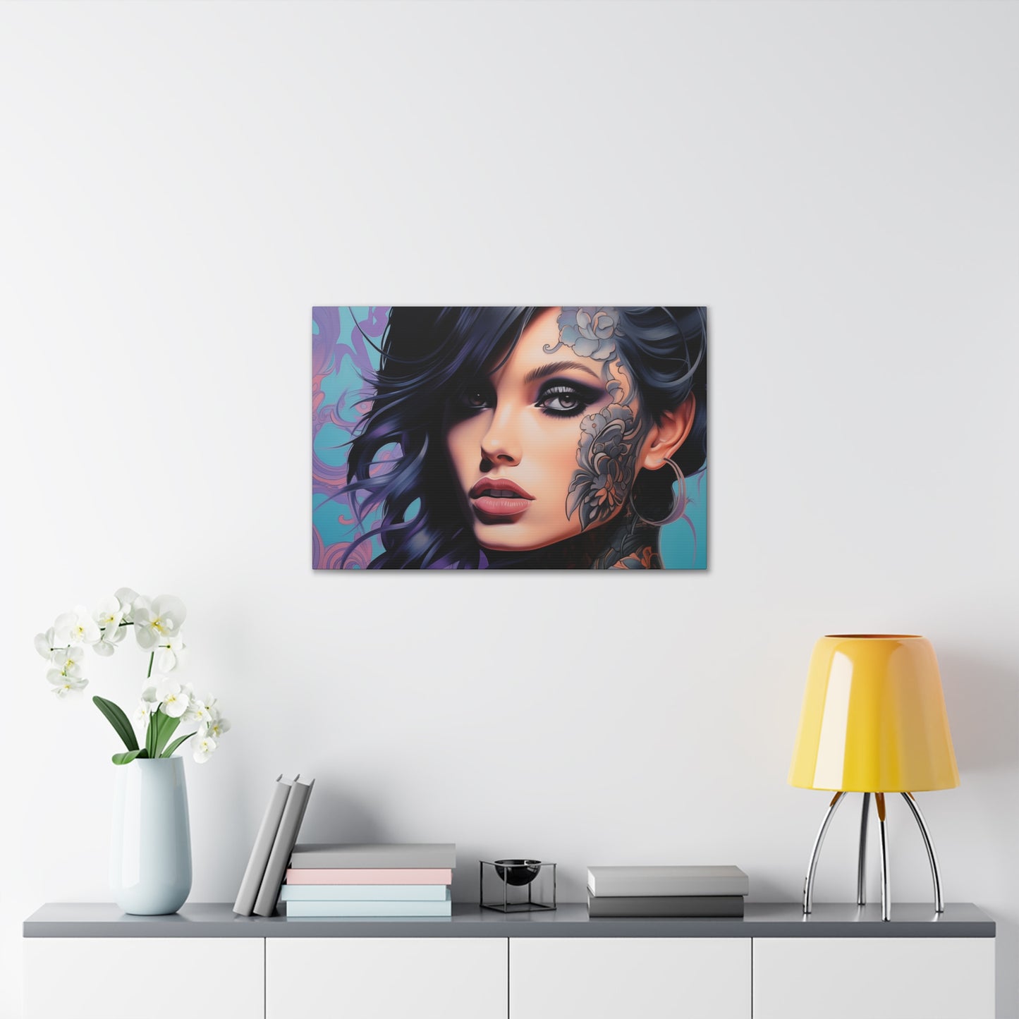 Gallery Wrapped Canvas, Edgy Tattooed Beauty, Urban Pop Art Canvas – Dominique