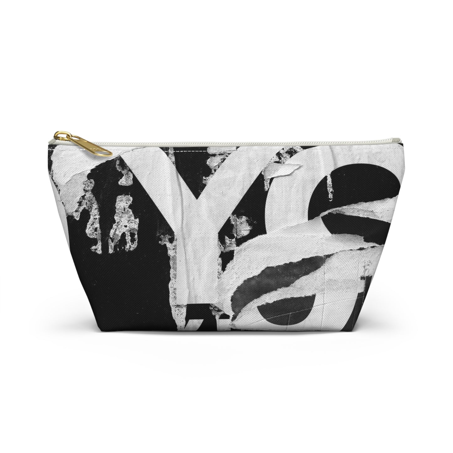 Accessory Pouch - Torn Poster Street Art Makeup Bag - Black and White YO - Urban Street Art