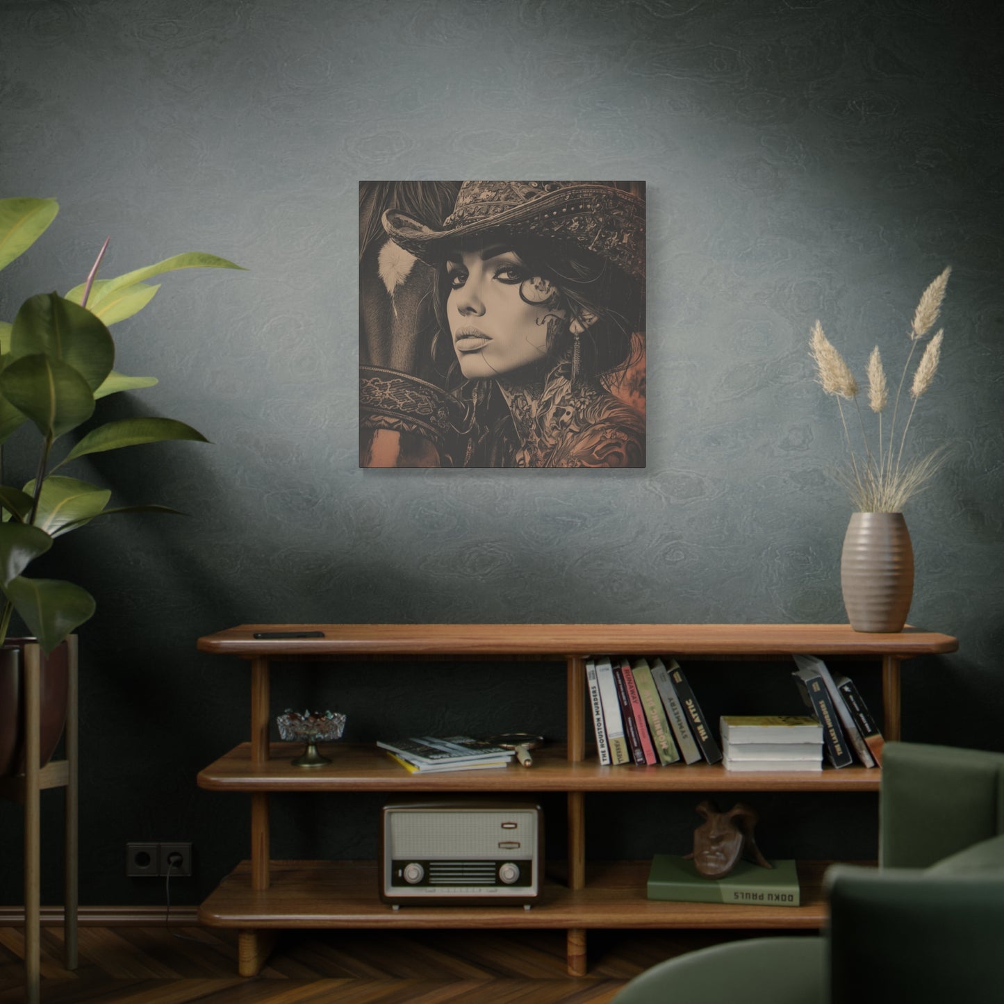 Gallery Wrapped Canvas, Wranglers and Wreckage Art Canvas, Erotic Pinup Art Canvas – Loretta