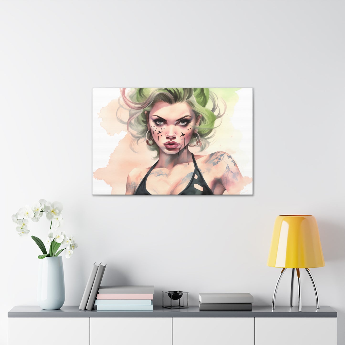 Gallery Wrapped Canvas, Edgy Tattooed Beauty, Urban Pop Art Canvas – Ivy