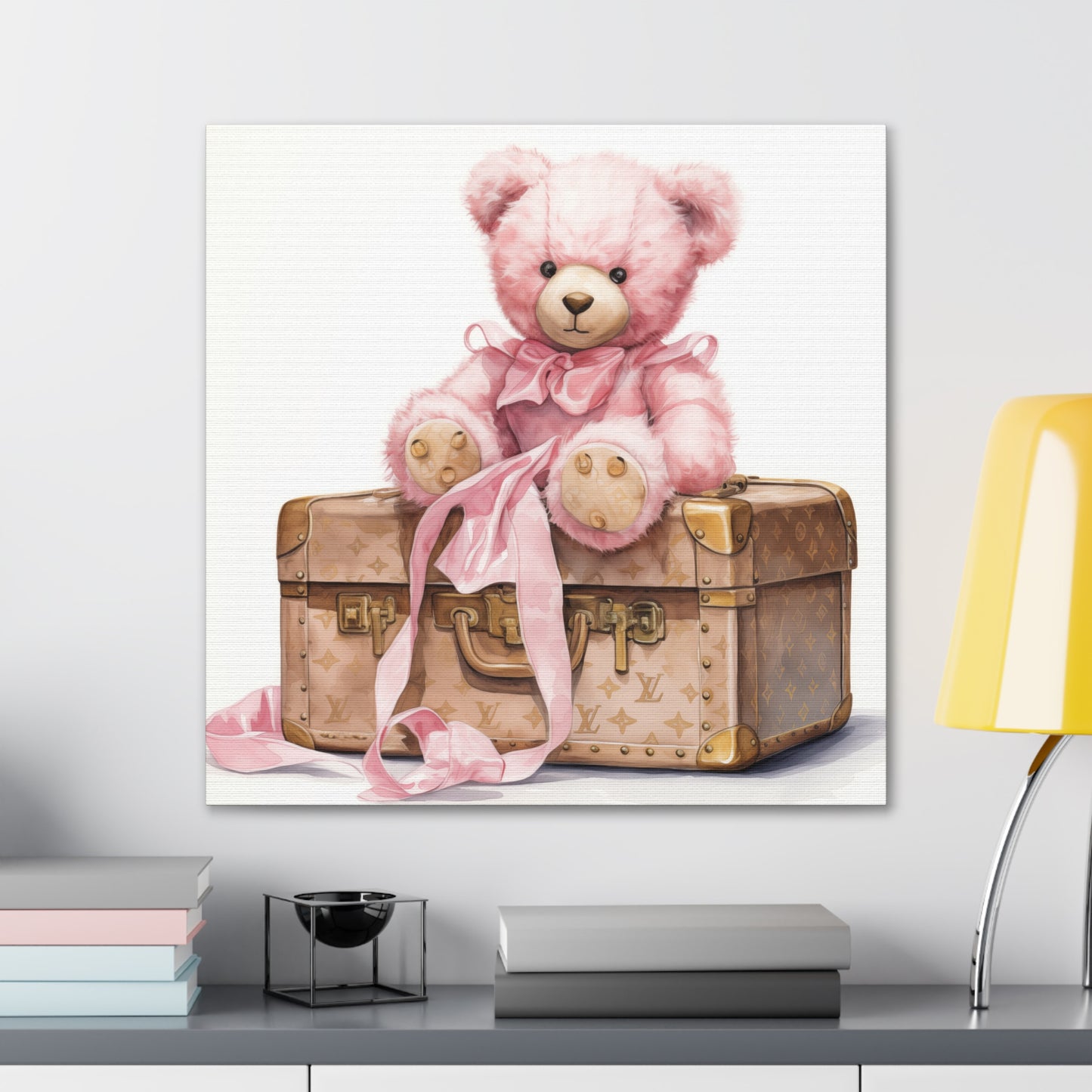 Canvas Gallery Wrap - LV Bear Wall Art - Gold Buttons