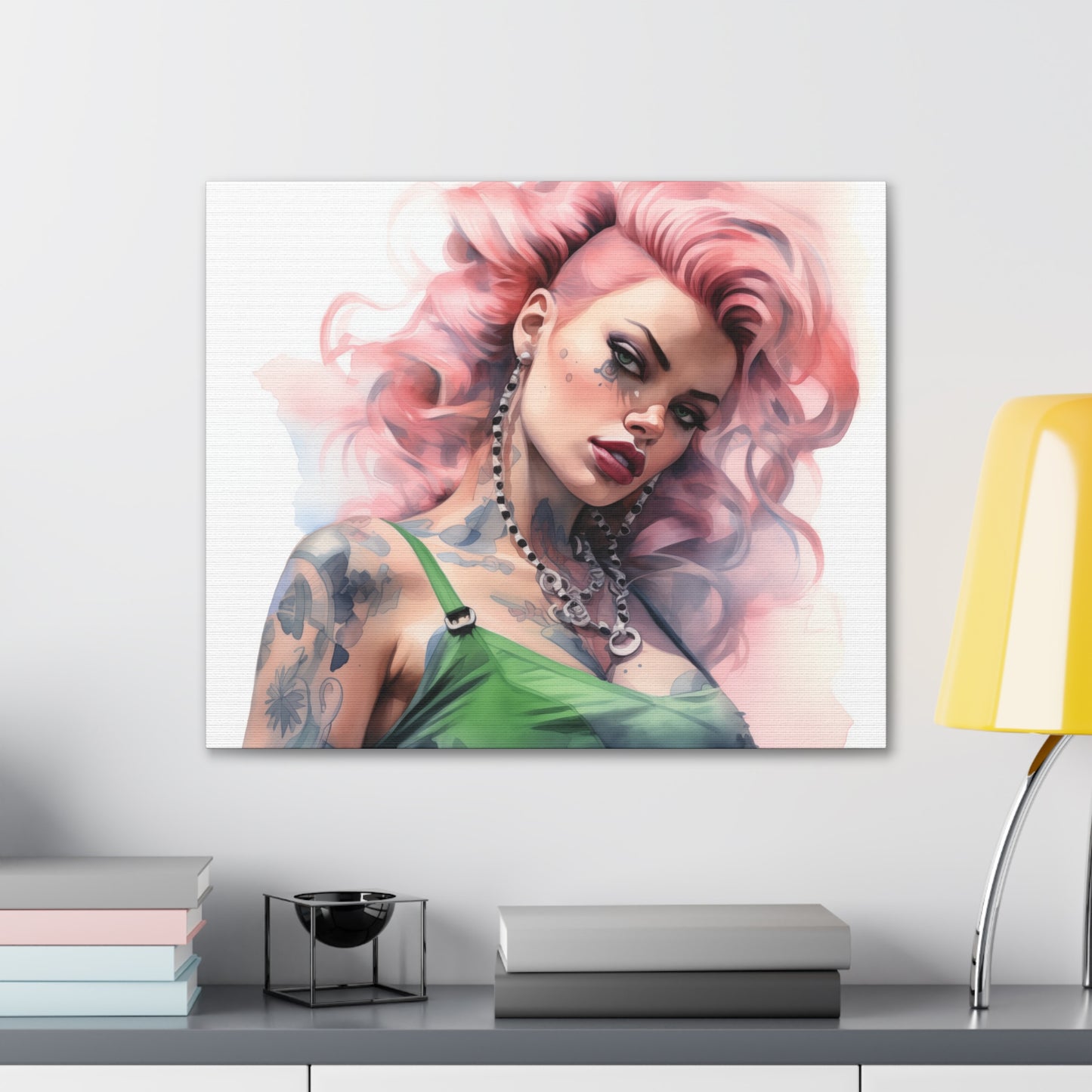 Gallery Wrapped Canvas, Edgy Tattooed Beauty, Urban Pop Art Canvas – Colette