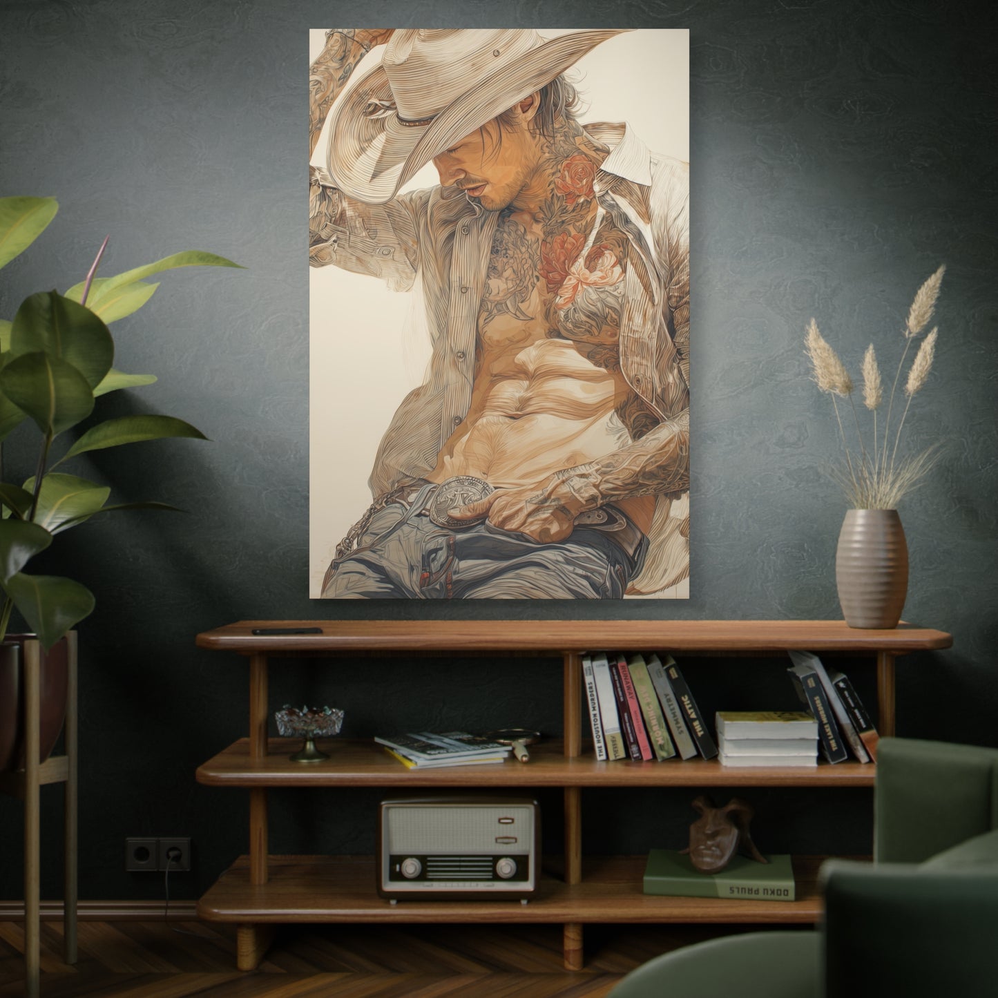 Gallery Wrapped Canvas, Wranglers and Wreckage Art Canvas, Erotic Pinup Art Canvas – Levi