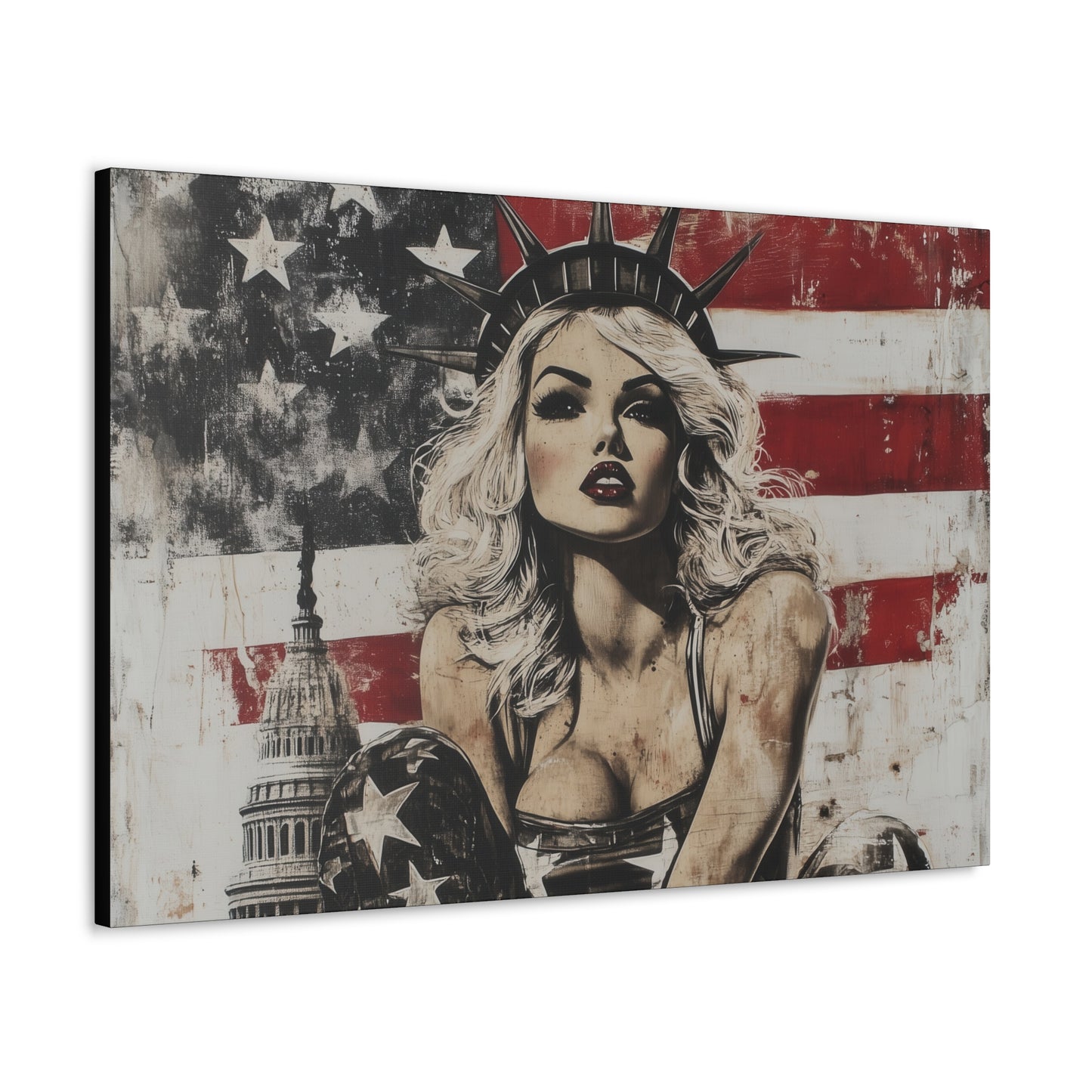 Gallery Wrapped Canvas, Liberty and Lace Art Canvas, Patriotic Art Canvas – Kimberly