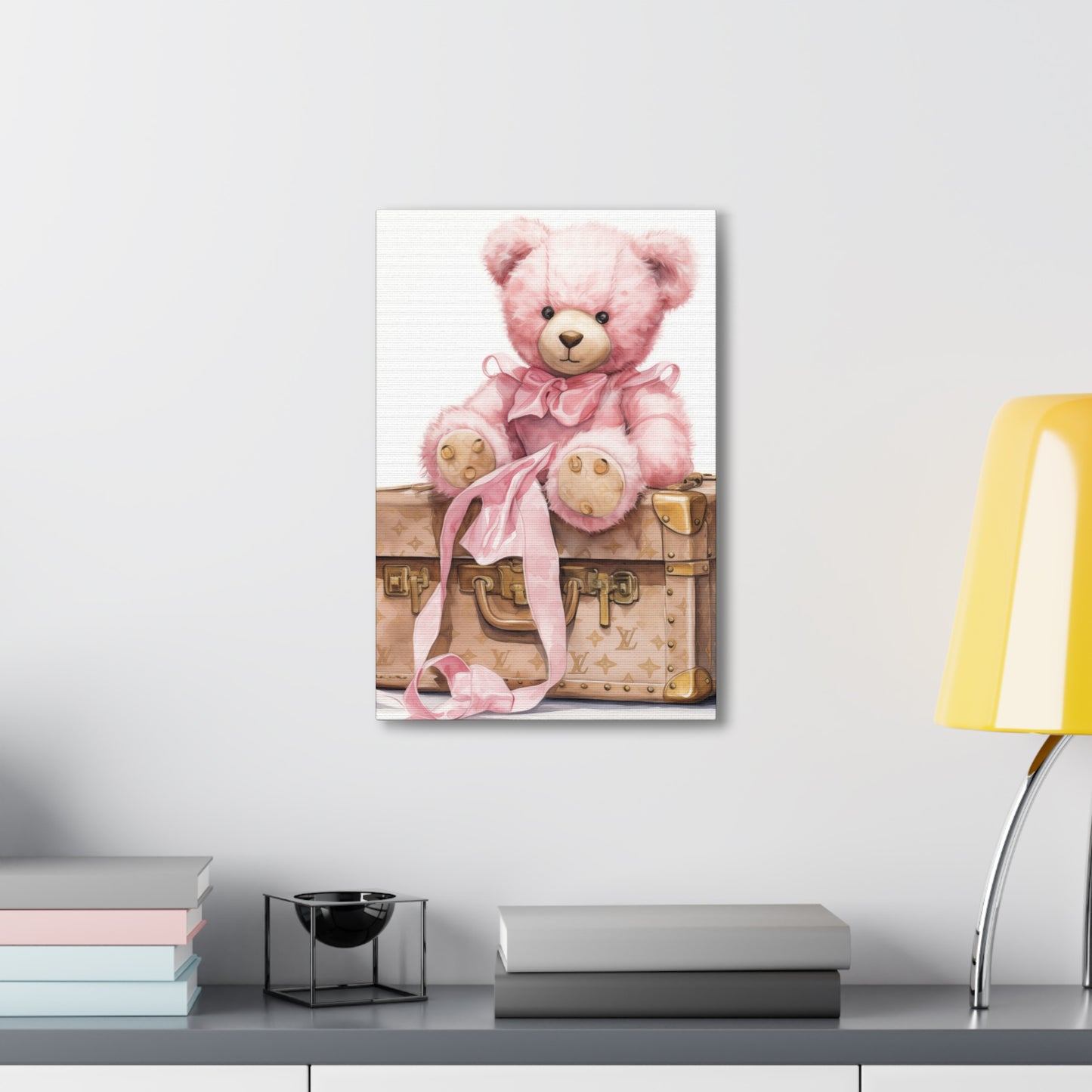 Canvas Gallery Wrap - LV Bear Wall Art - Gold Buttons