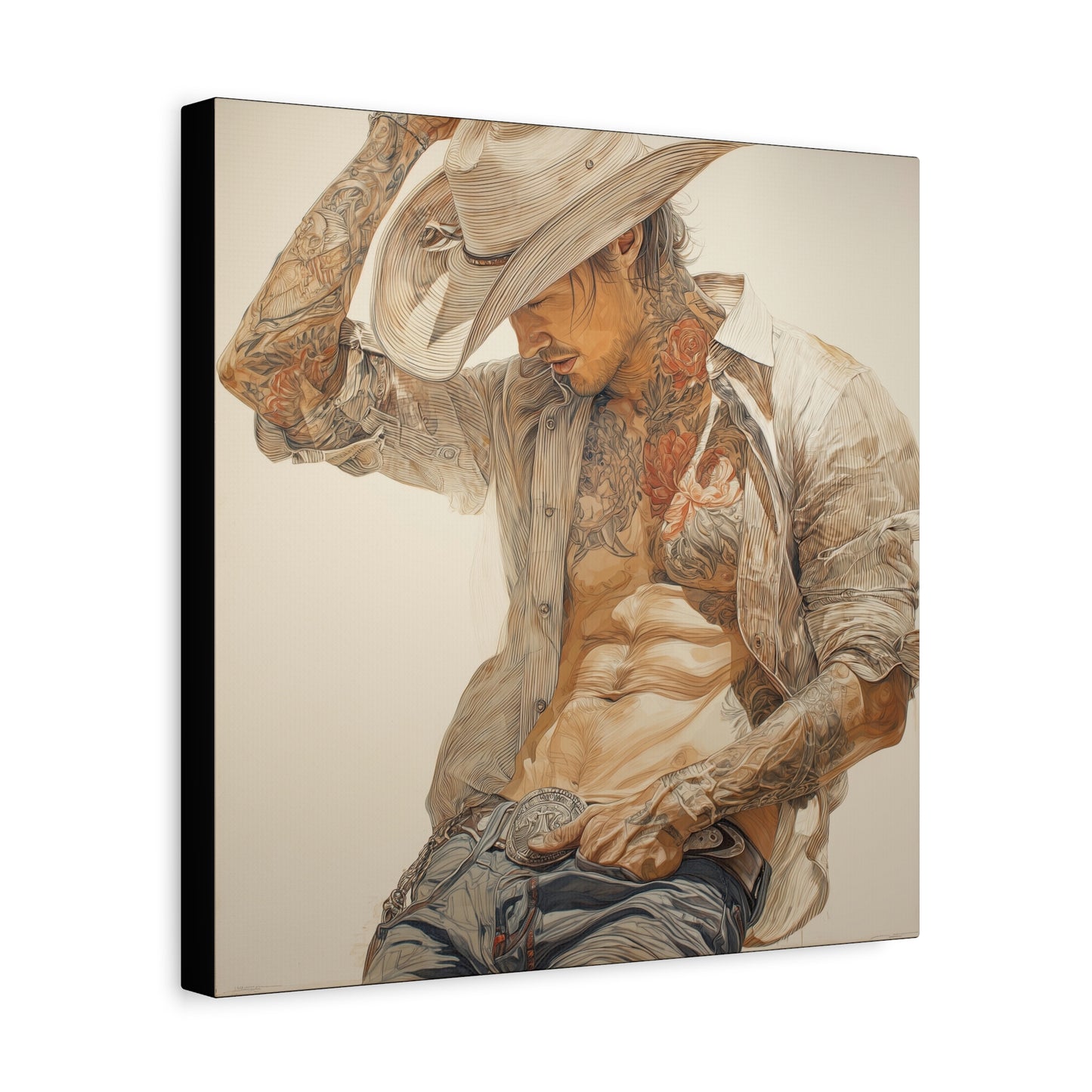 Gallery Wrapped Canvas, Wranglers and Wreckage Art Canvas, Erotic Pinup Art Canvas – Levi