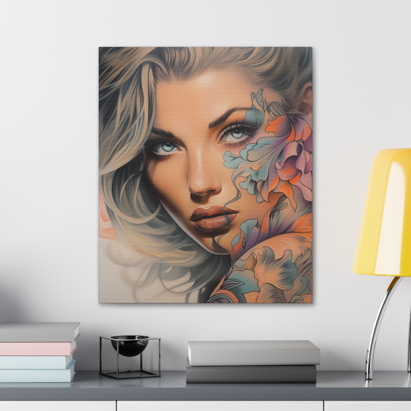 Gallery Wrapped Canvas, Edgy Tattooed Beauty, Urban Pop Art Canvas – Bella
