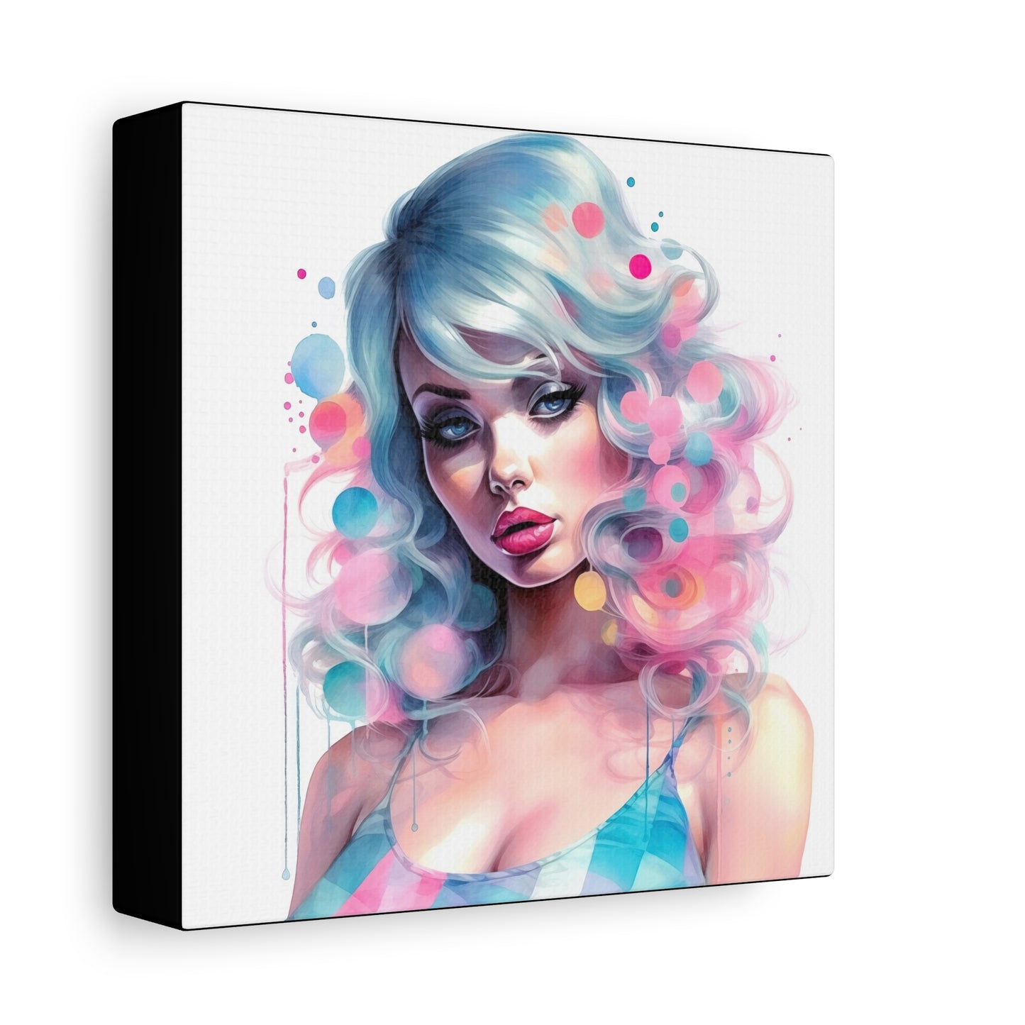 Canvas Gallery Wrapped High-Fashion Wall Art, Stylish Decor, Retro Femme Doll Pop Art – Sylvie
