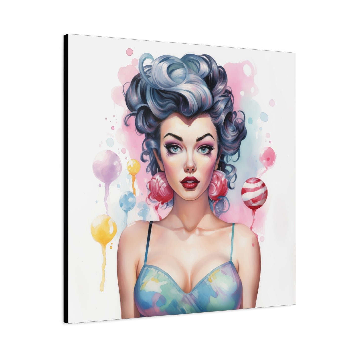 Canvas Gallery Wrapped High-Fashion Wall Art, Stylish Decor, Retro Femme Doll Pop Art – Poppy