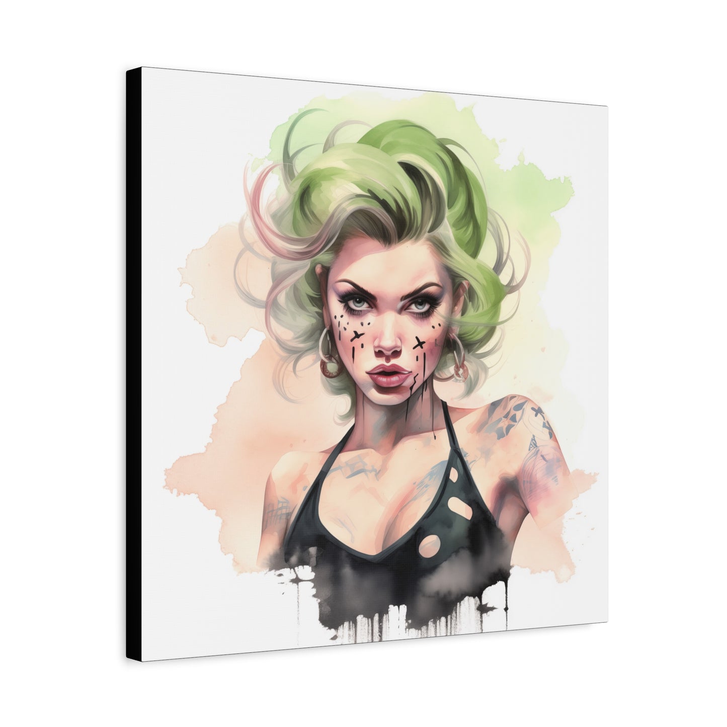 Gallery Wrapped Canvas, Edgy Tattooed Beauty, Urban Pop Art Canvas – Ivy