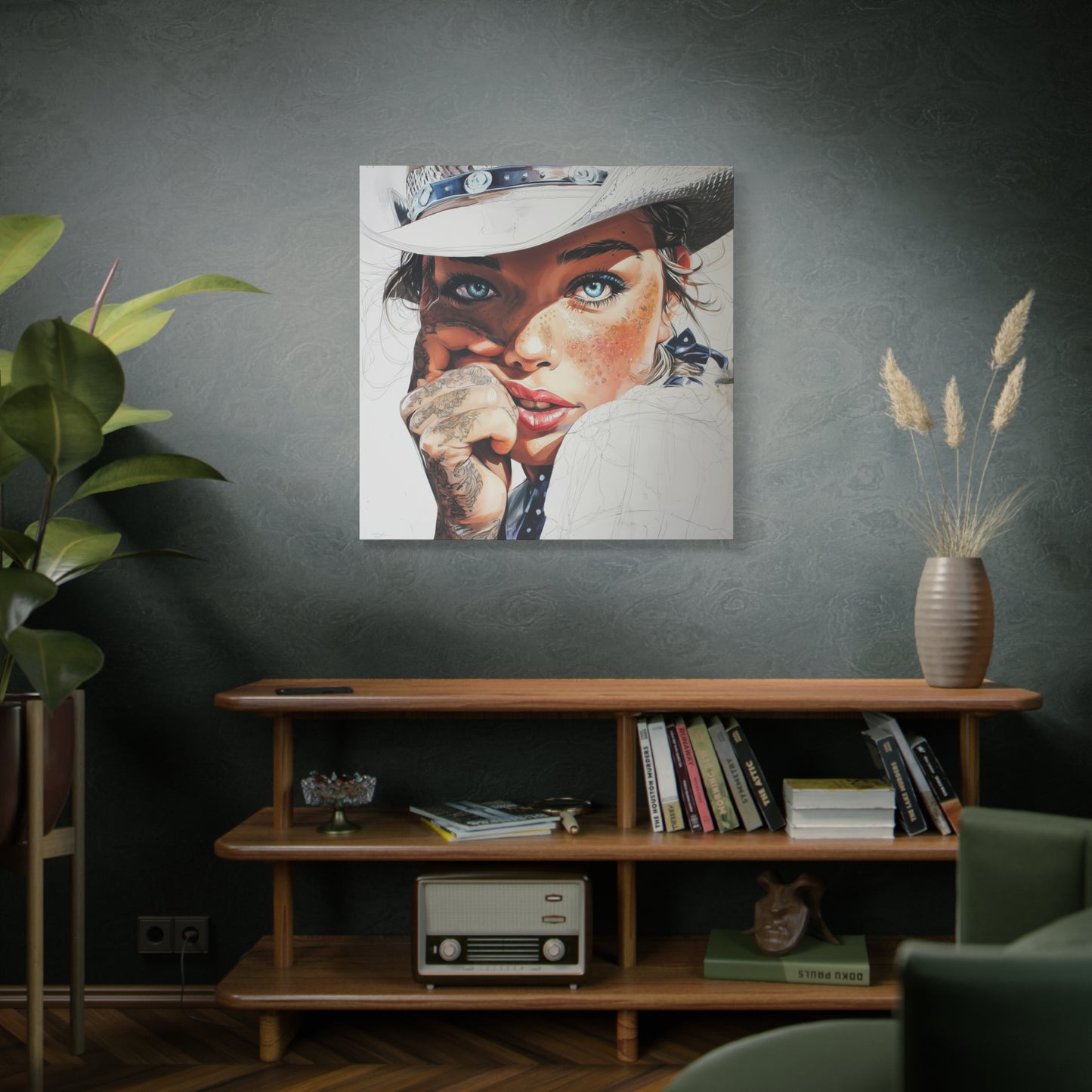 Gallery Wrapped Canvas, Wranglers and Wreckage Art Canvas, Erotic Pinup Art Canvas – Fallon
