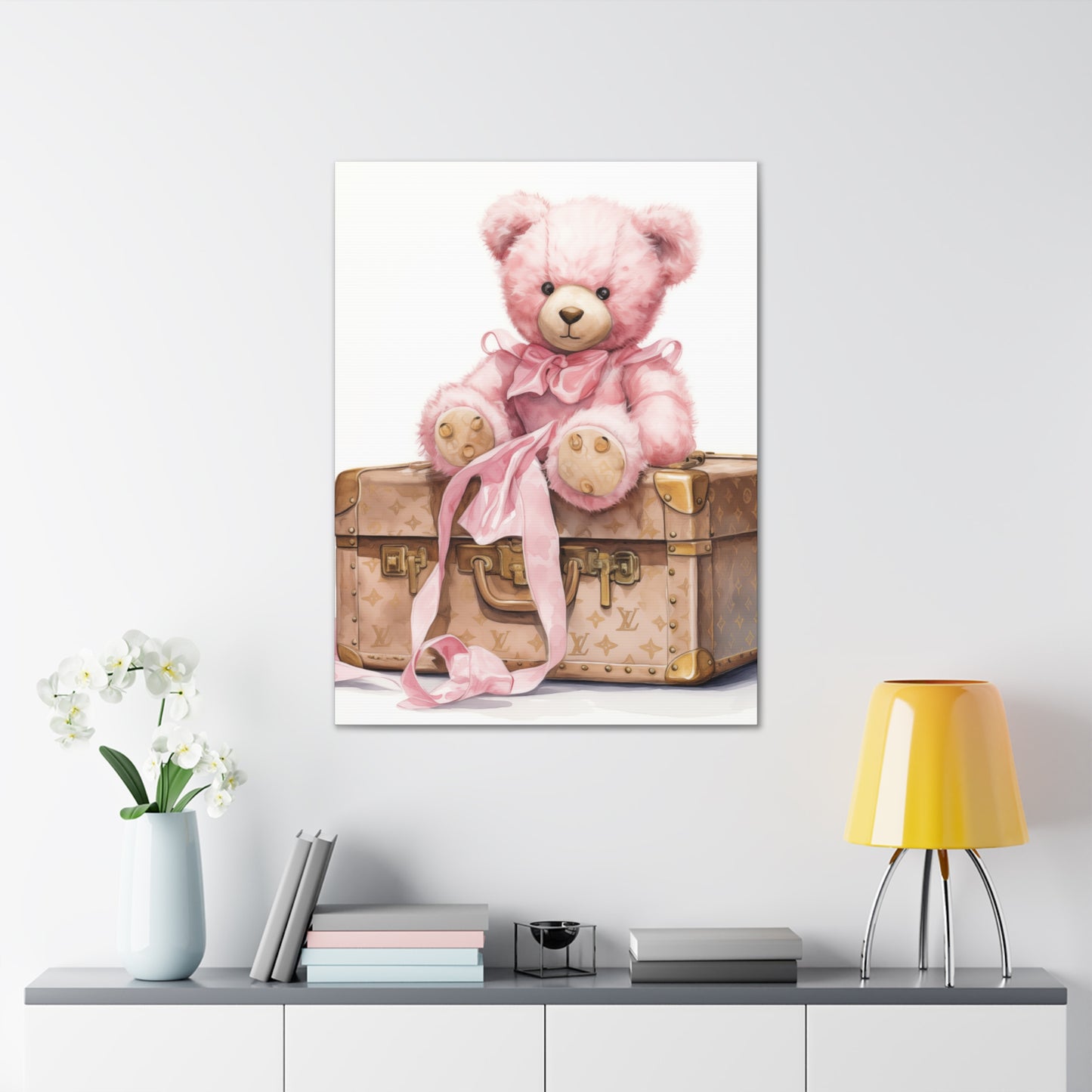 Canvas Gallery Wrap - LV Bear Wall Art - Gold Buttons