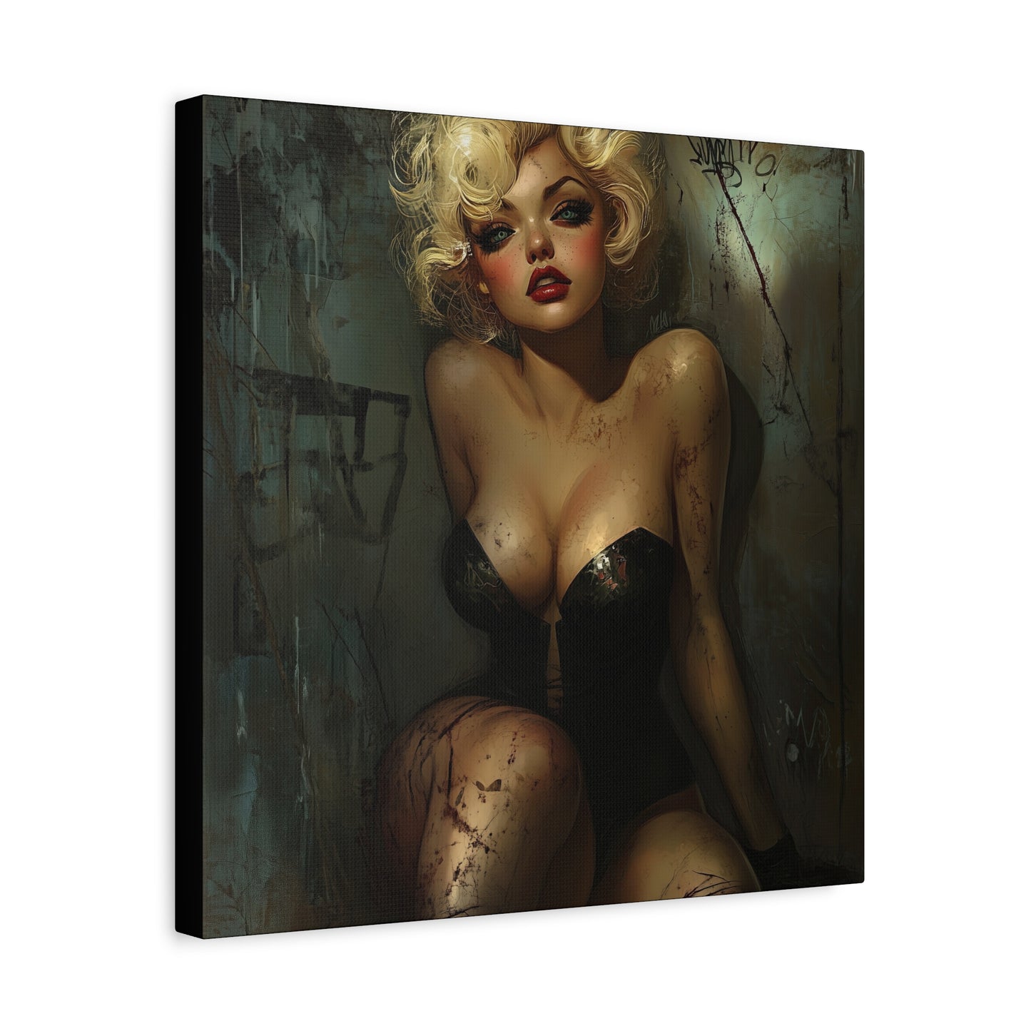 Gallery Wrapped Canvas, Guilt and Grit Adult Art Canvas, Erotic Pinup Art Canvas – Naomi