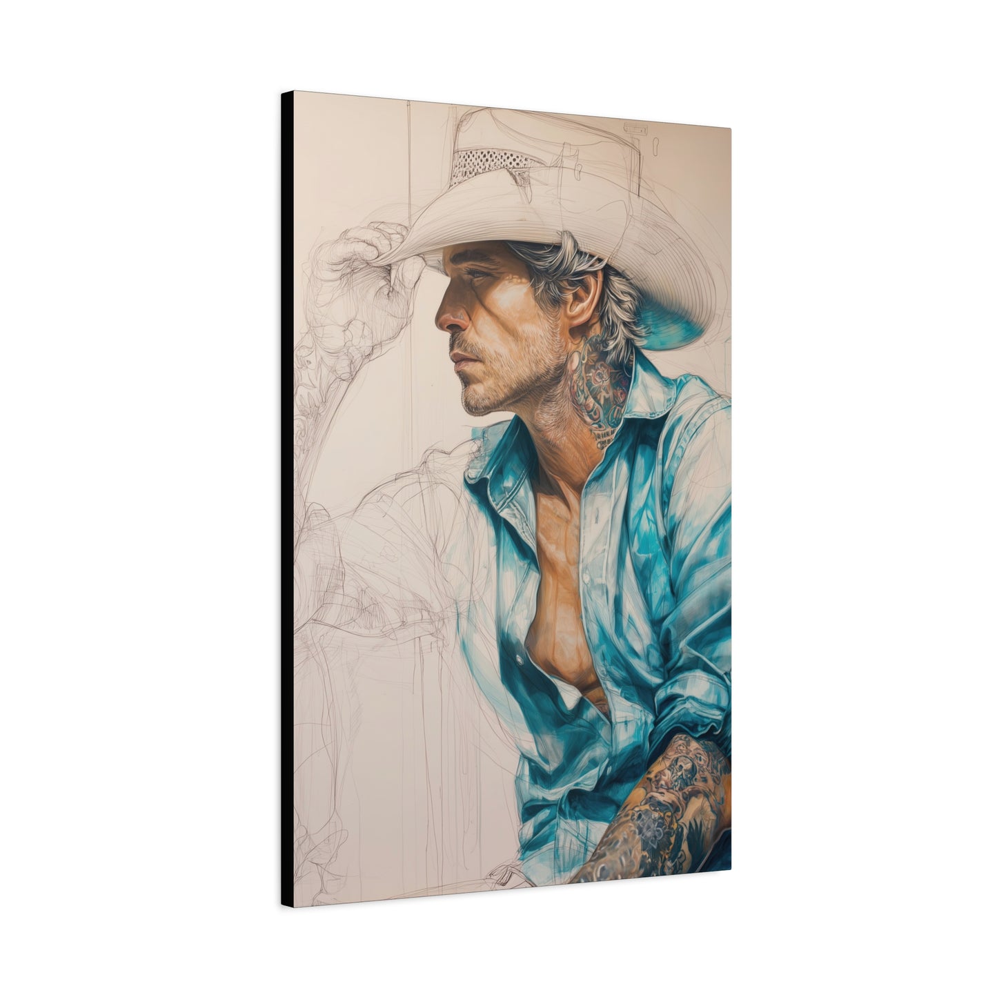 Gallery Wrapped Canvas, Wranglers and Wreckage Art Canvas, Erotic Pinup Art Canvas – Wade