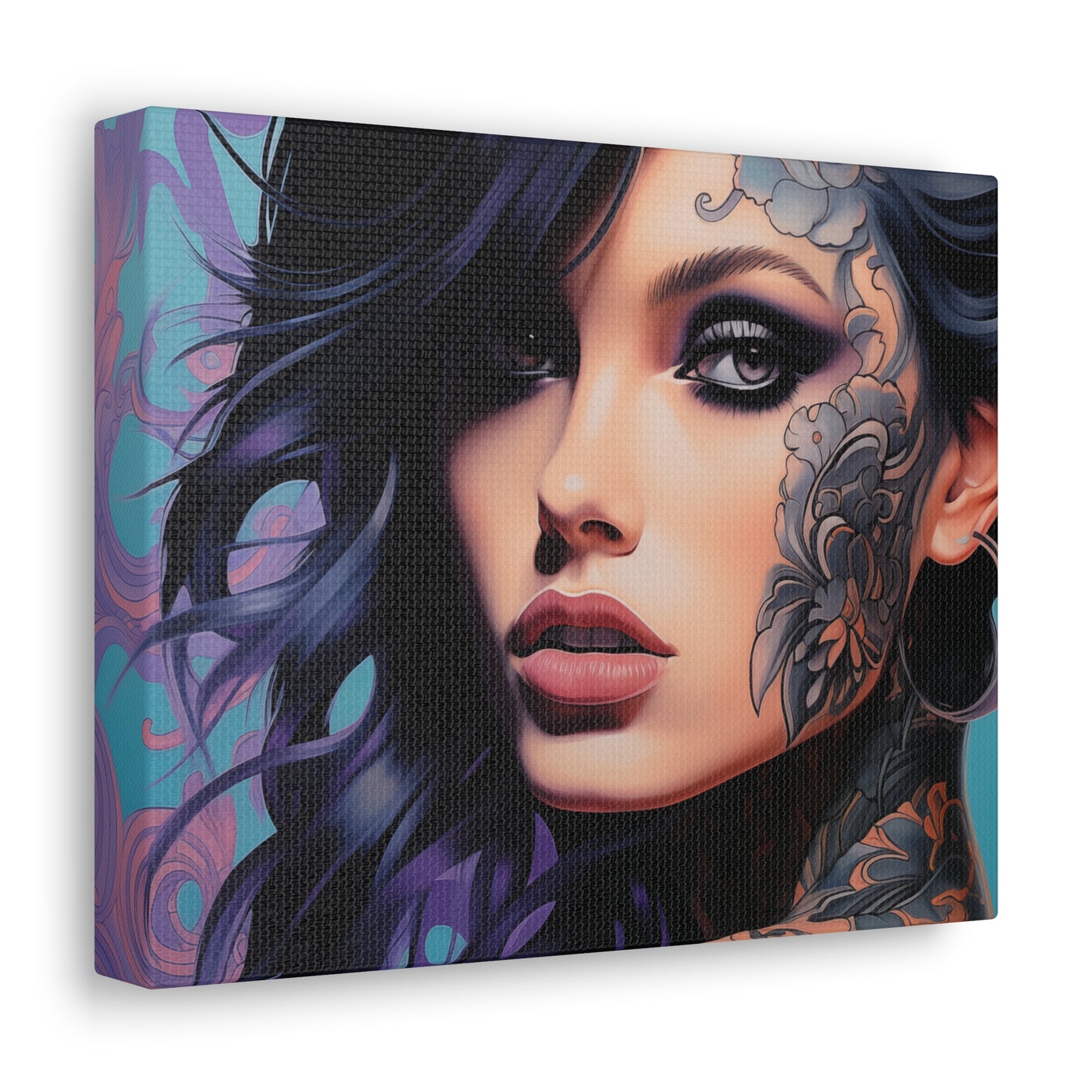 Gallery Wrapped Canvas, Edgy Tattooed Beauty, Urban Pop Art Canvas – Dominique