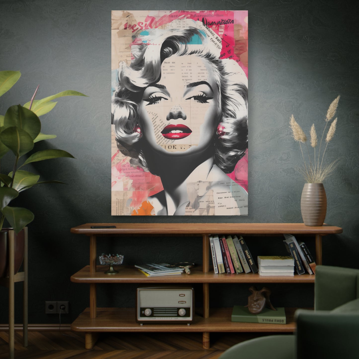 Canvas Wall Art, Gallery Wrapped Pop Art, Celebrity Wall Art – Marilyn Monroe - Newsprint