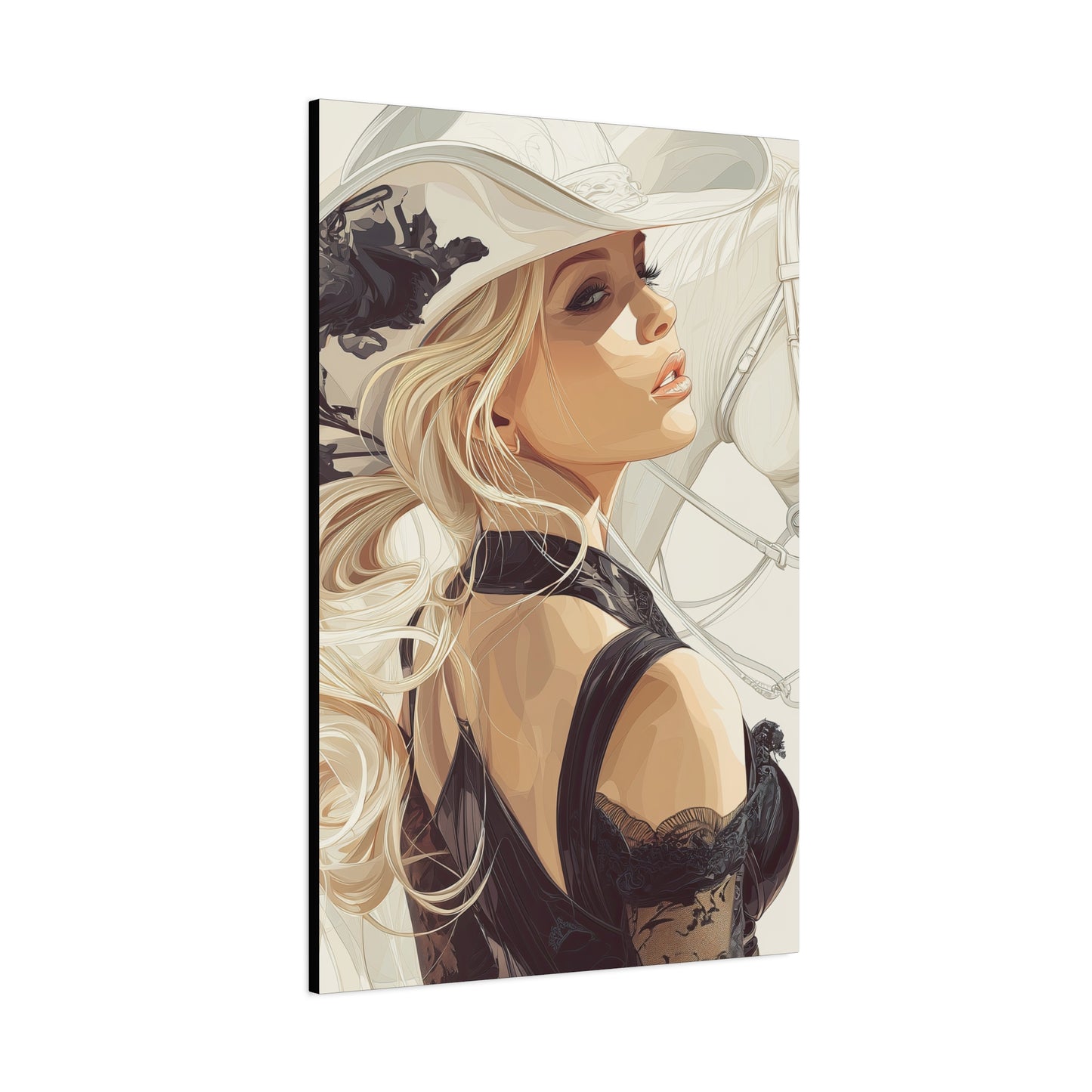 Gallery Wrapped Canvas, Wranglers and Wreckage Art Canvas, Erotic Pinup Art Canvas – Maisie