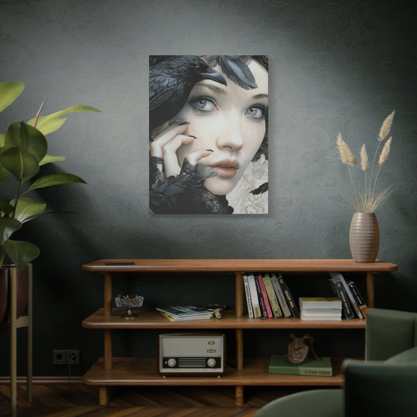 Gallery Wrapped Canvas, Myth and Bones Gothic Art Canvas, Dark Muse Canvas - Odessa