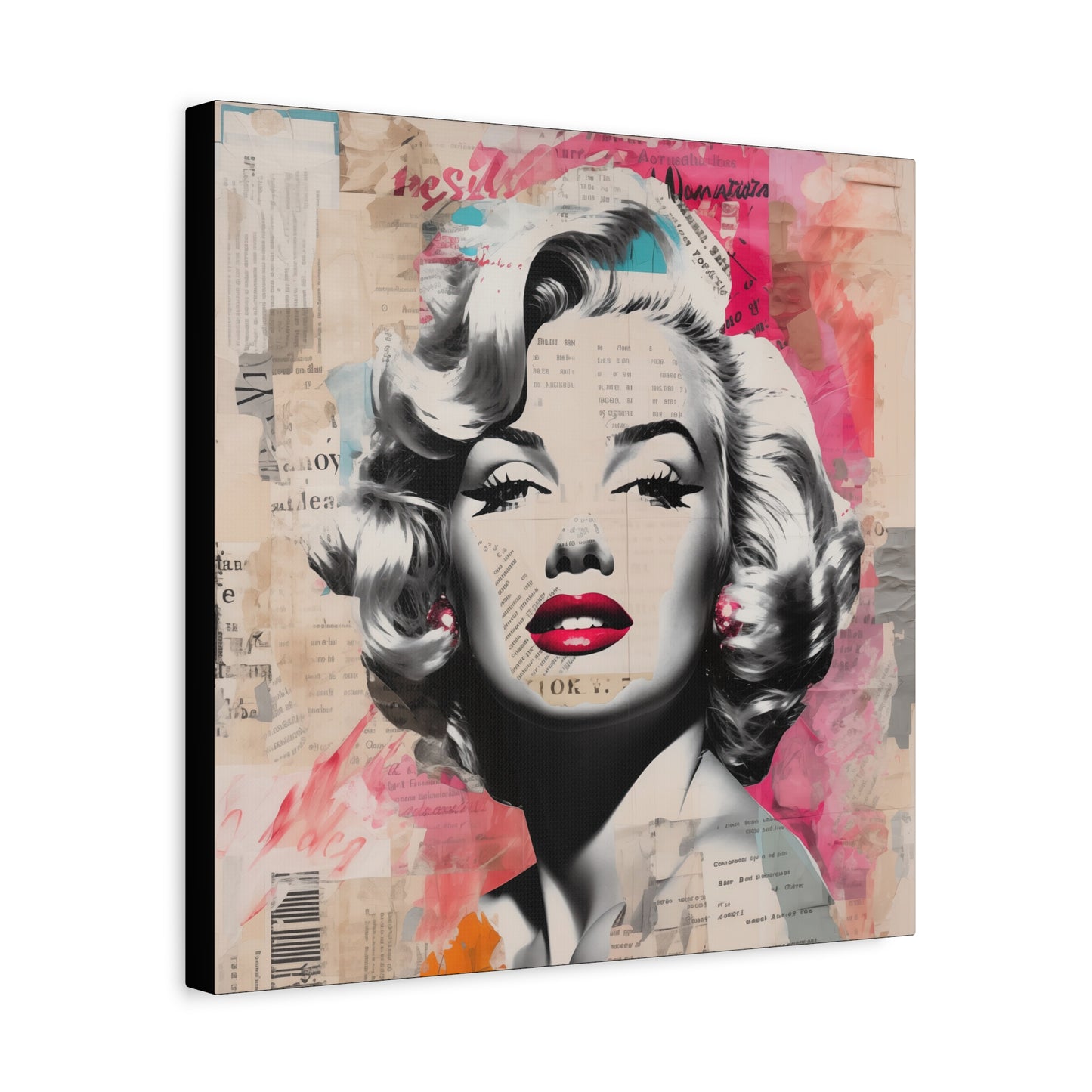Canvas Wall Art, Gallery Wrapped Pop Art, Celebrity Wall Art – Marilyn Monroe - Newsprint