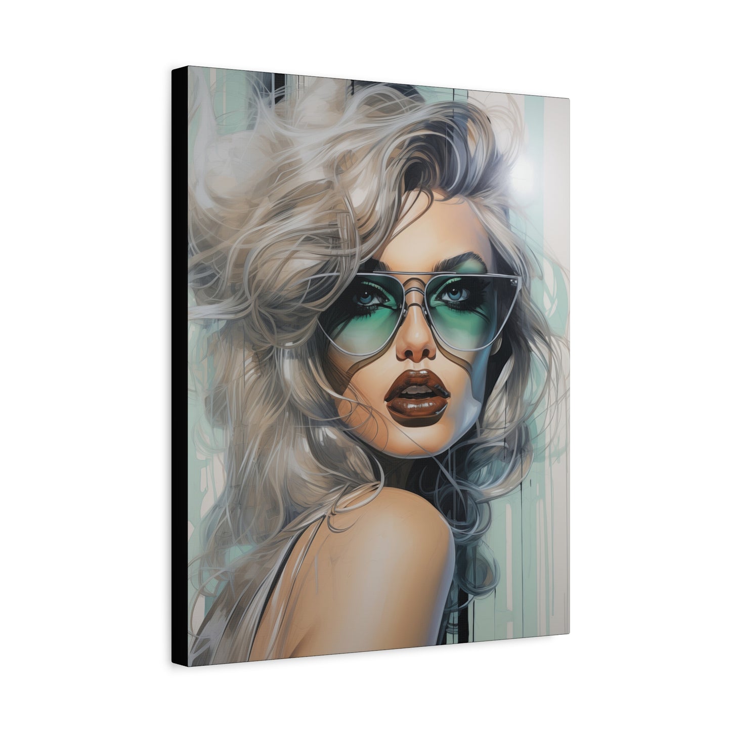 Canvas Gallery Wrapped High-Fashion Wall Art, Stylish Decor, Retro Femme Doll Pop Art – Natasha