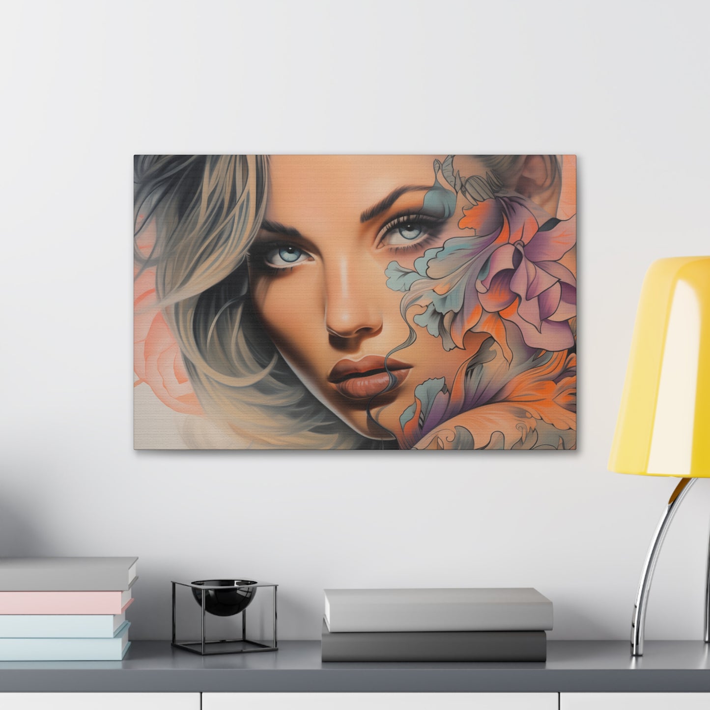 Gallery Wrapped Canvas, Edgy Tattooed Beauty, Urban Pop Art Canvas – Bella