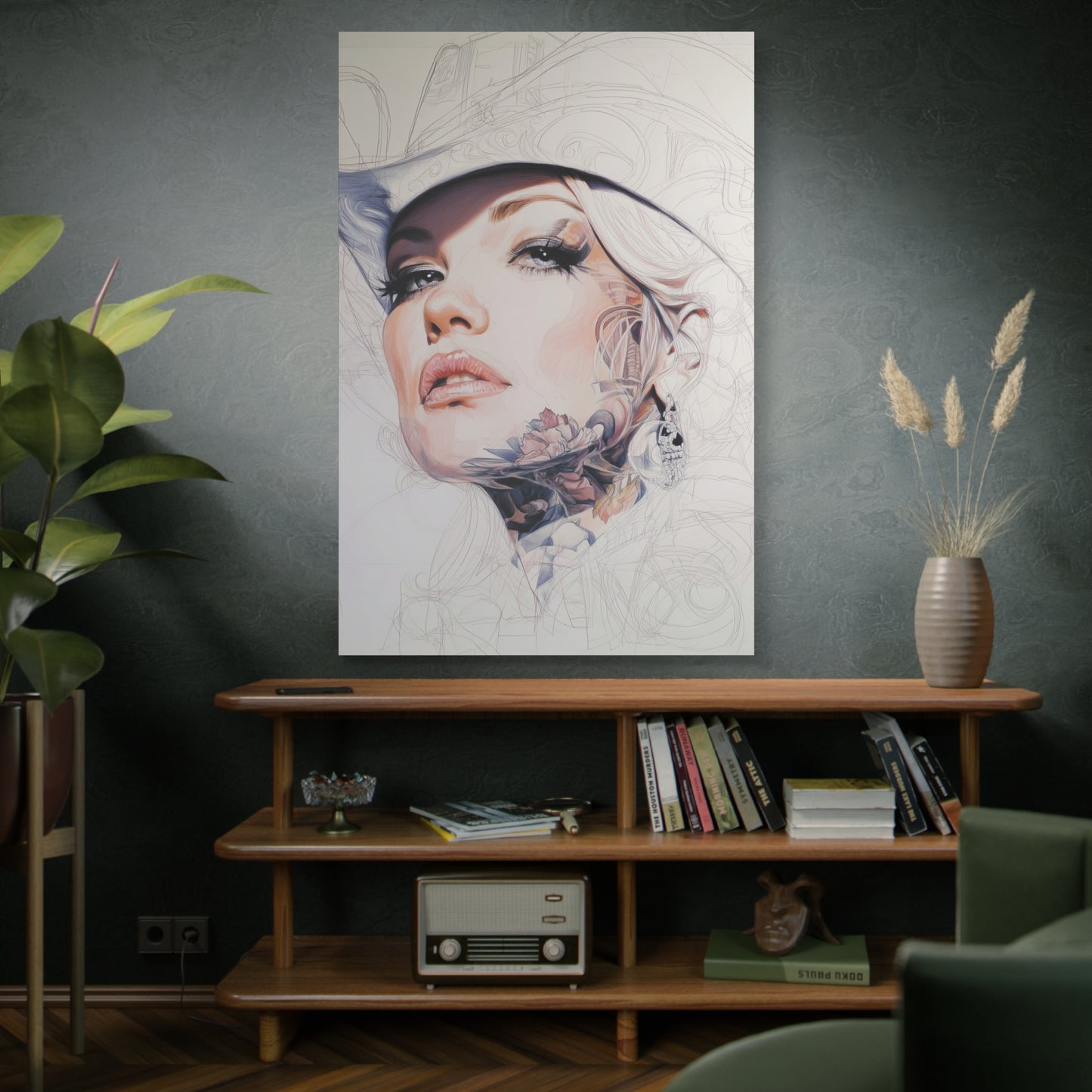 Gallery Wrapped Canvas, Wranglers and Wreckage Art Canvas, Erotic Pinup Art Canvas – Roxy