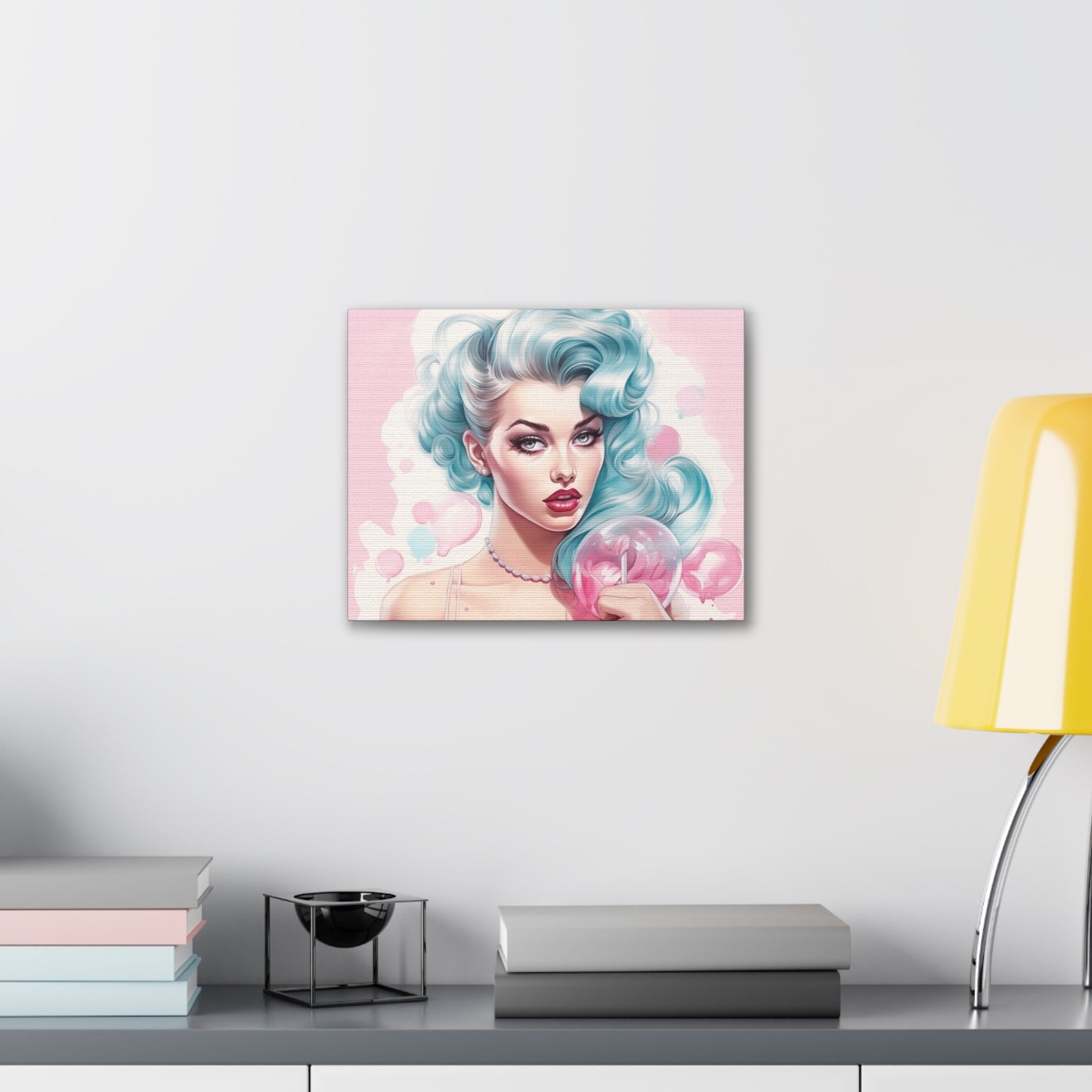 Canvas Gallery Wrapped High-Fashion Wall Art, Stylish Decor, Retro Femme Doll Pop Art – Tessa